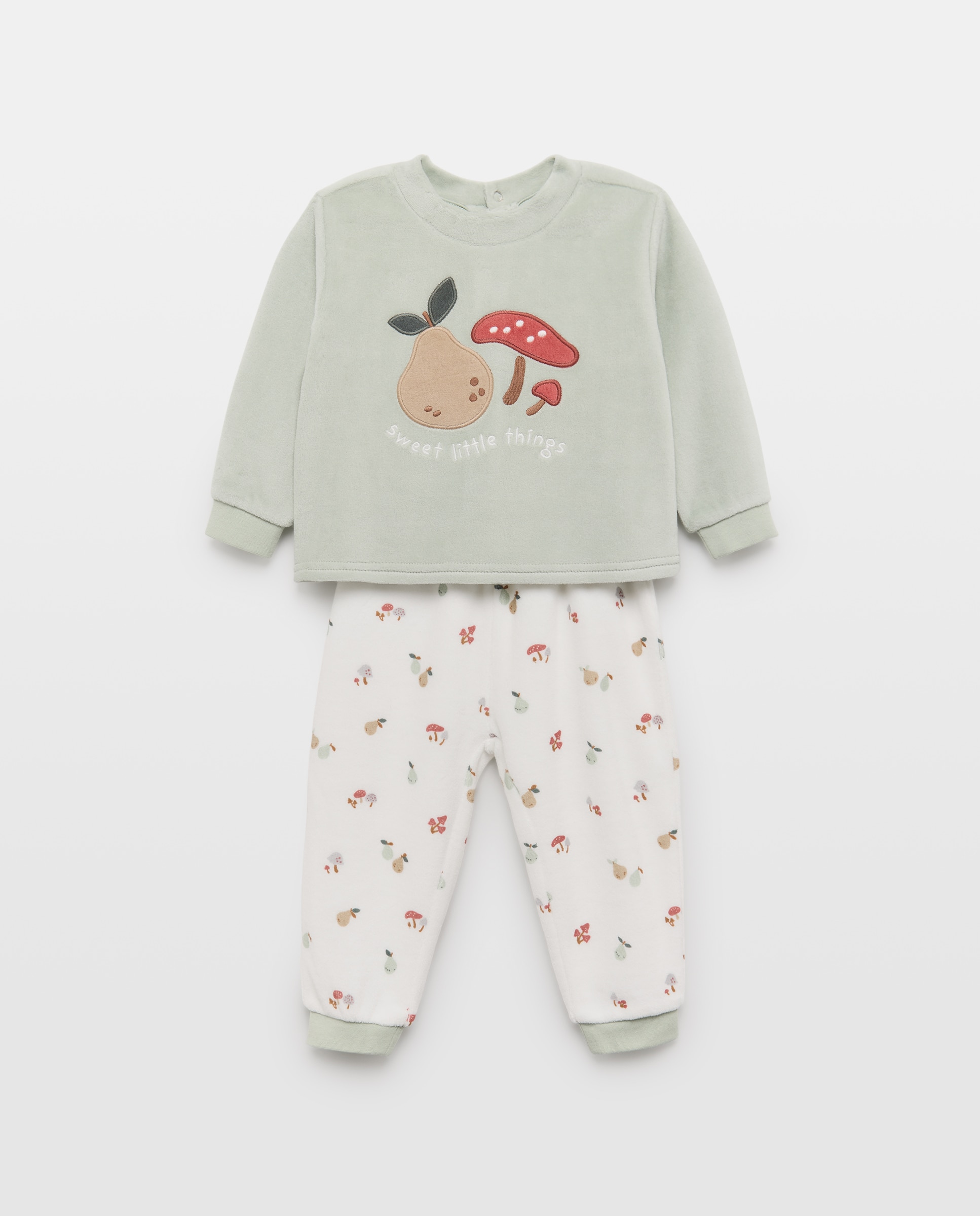 Imagem 0 de Pijama de Velour de Bebé com Calças com Estampado de Fantasia