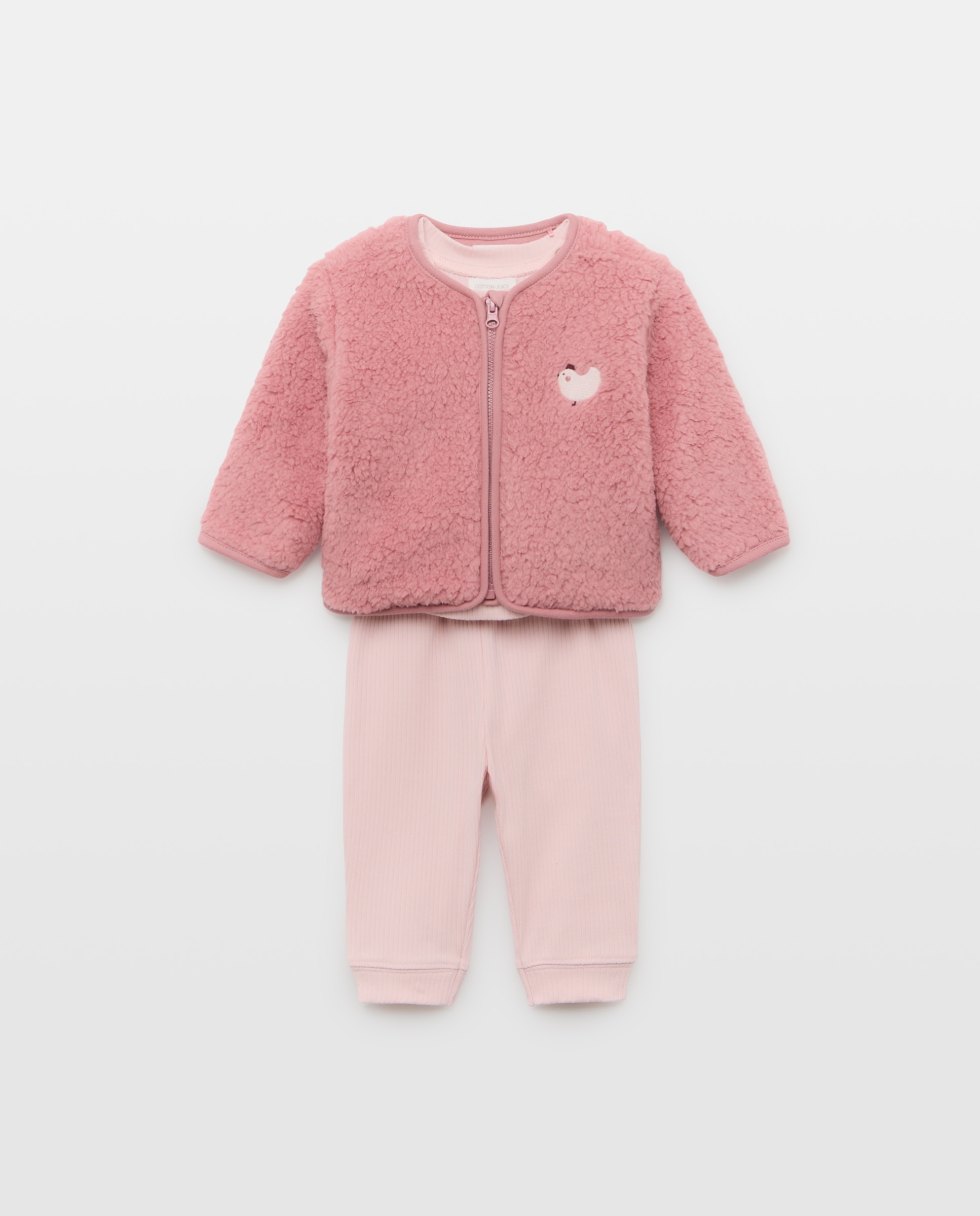Imagem 0 de Pijama Completo e Casaco Liso de Bebé com Manga Comprida