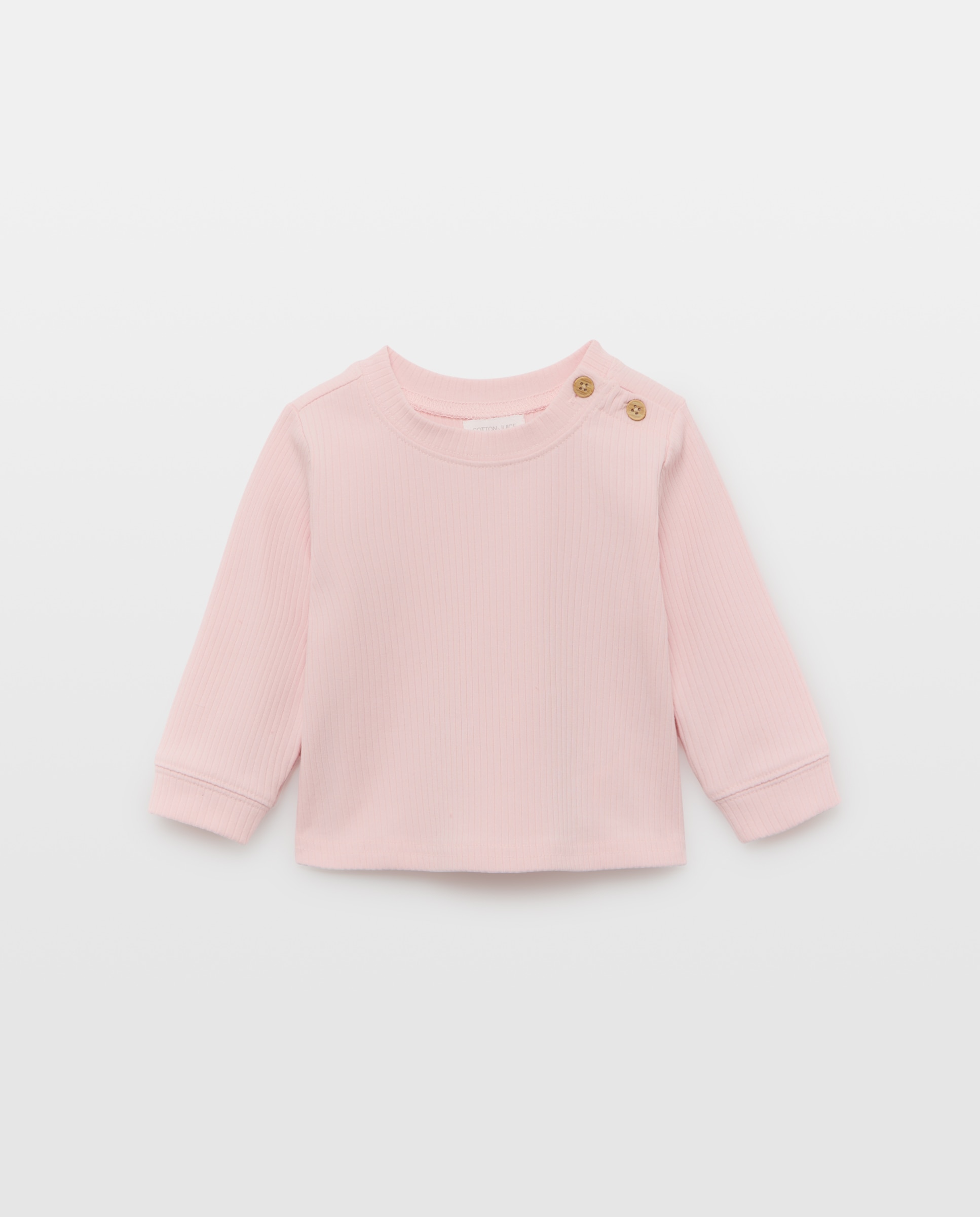 Pijama Completo e Casaco Liso de Bebé com Manga Comprida Rosa-4
