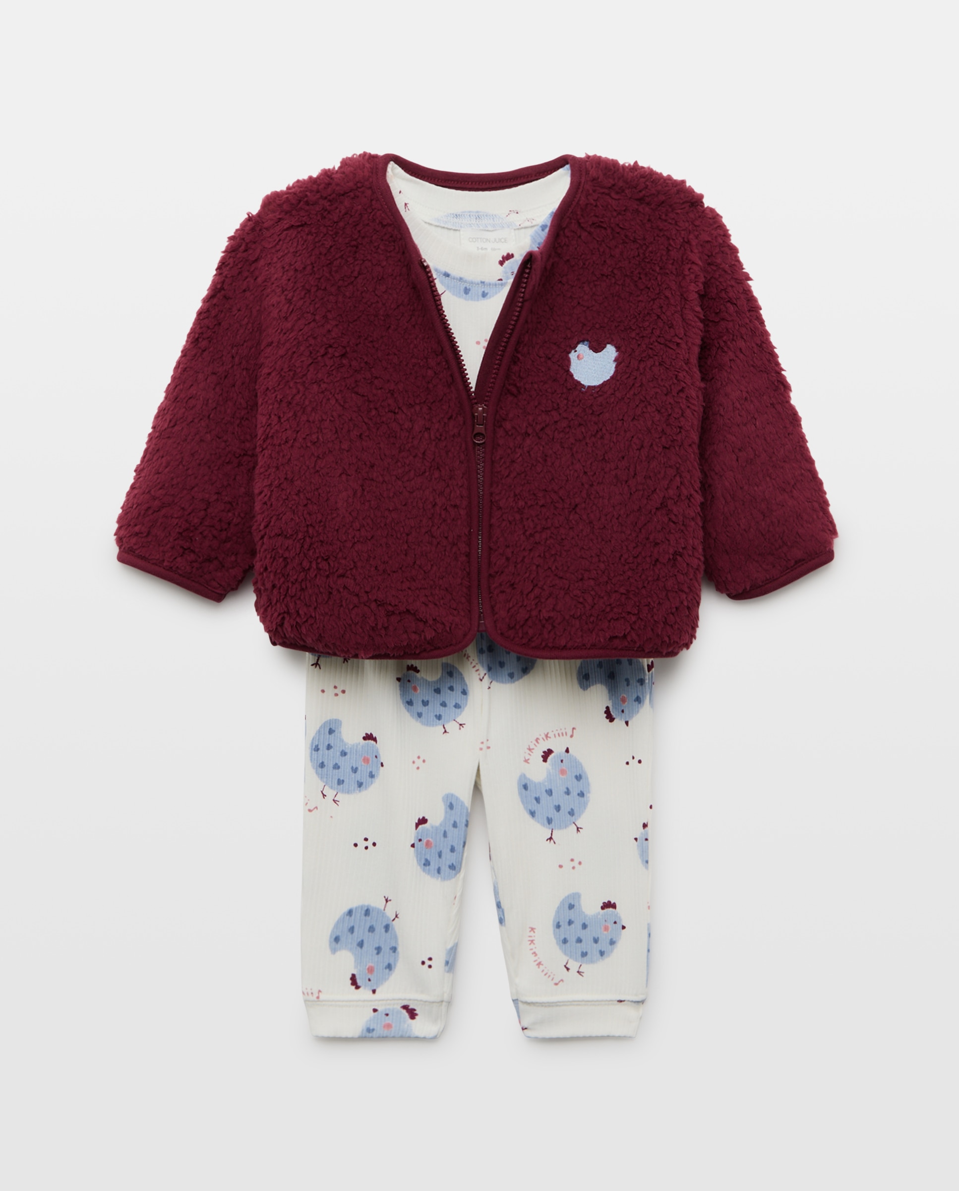 Pijama completo y chaqueta manga larga all over print fantasía de bebé - Cotton Juice - Rosa Rosa-1