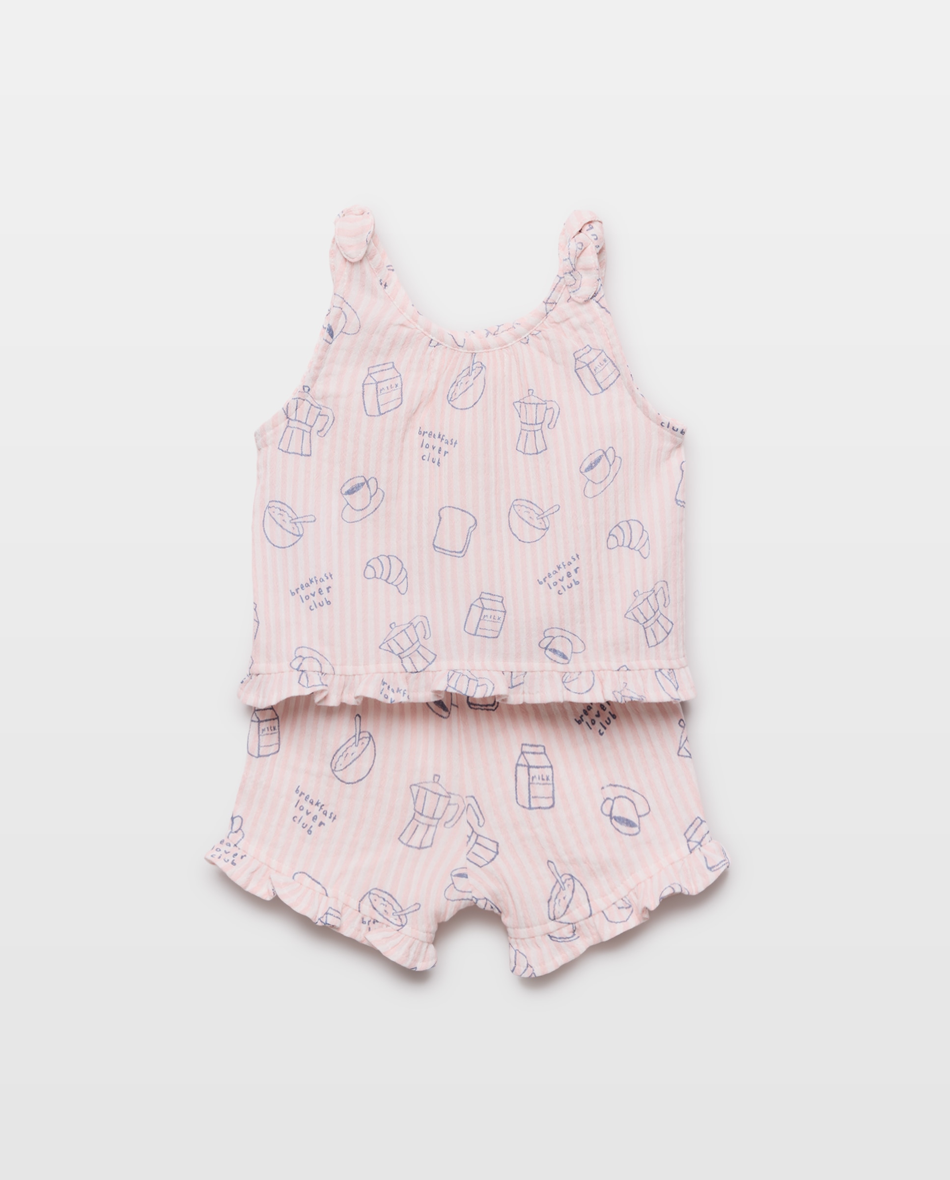 Pijama de Bebé em Chiffon com Alças e Estampado de Fantasia Cotton Juice Rosa-2