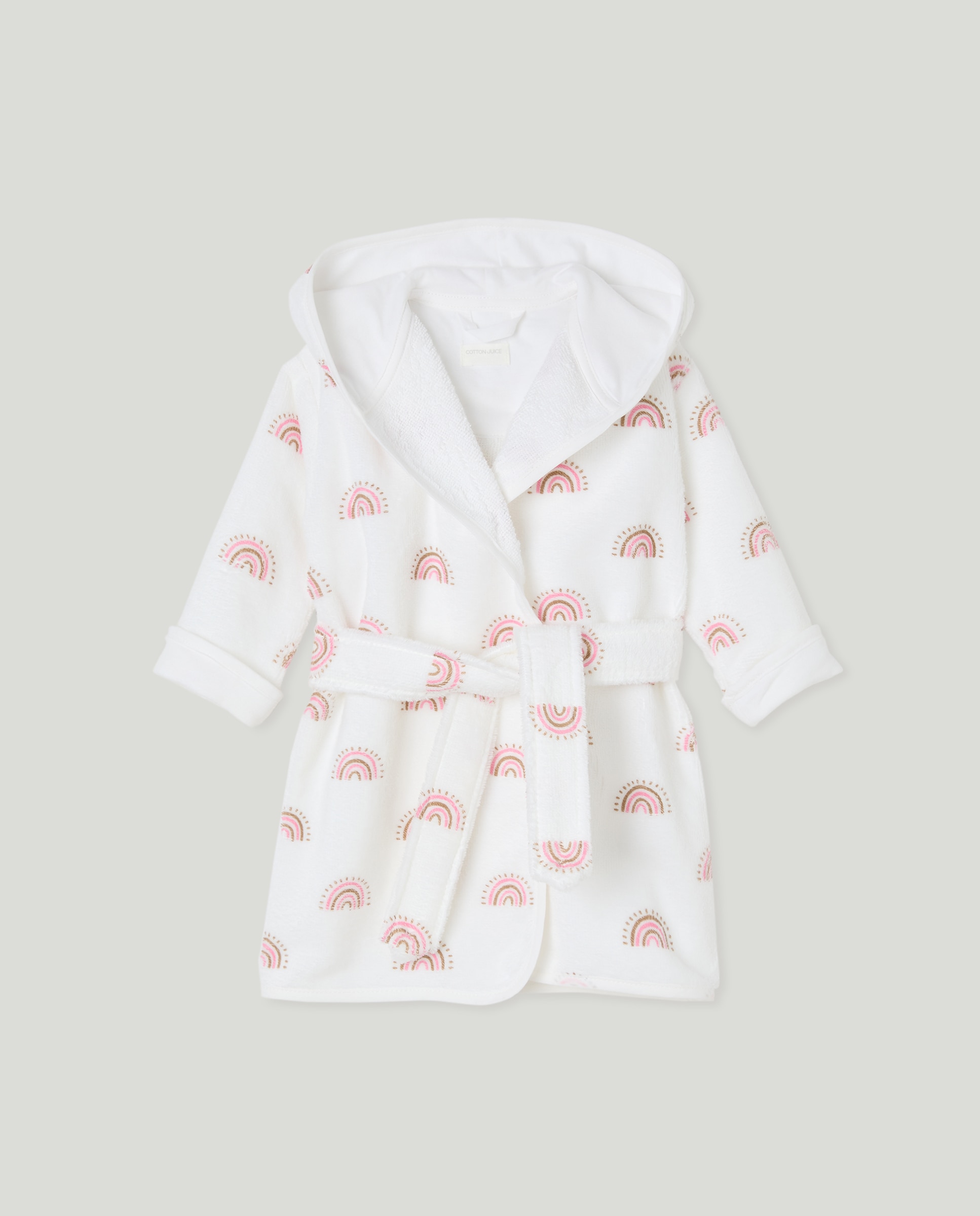 Roupão de Banho de Bebé com Estampado de Arco-Íris Branco-1