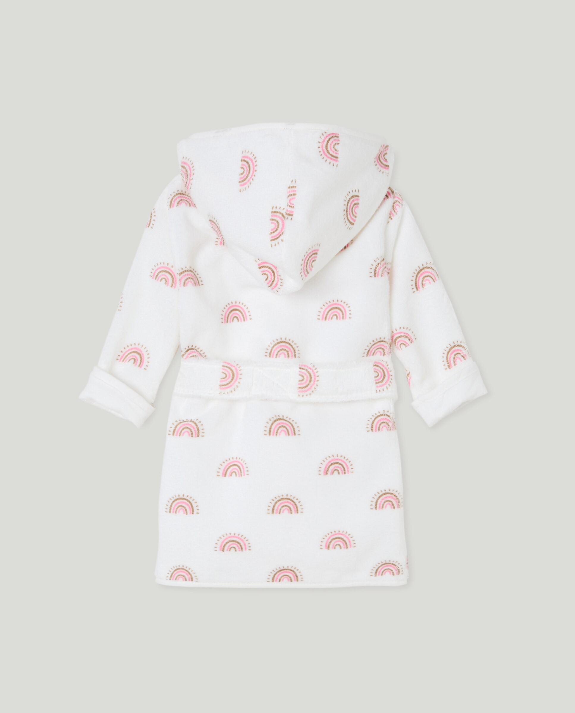 Roupão de Banho de Bebé com Estampado de Arco-Íris Branco-2