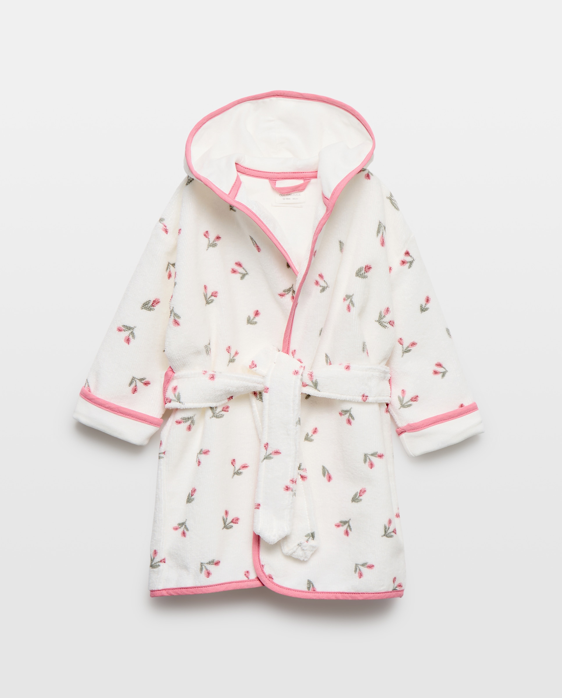Albornoz para bebé con estampado fantasía flores - Cotton Juice - Blanco Blanco-1