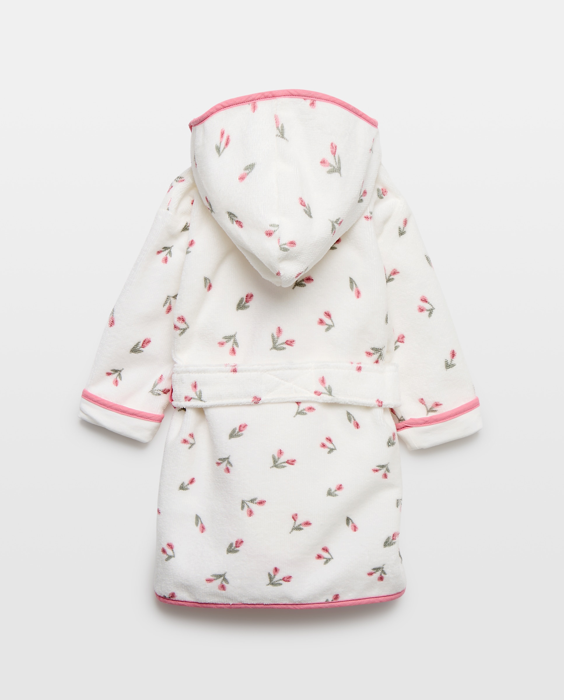 Albornoz para bebé con estampado fantasía flores - Cotton Juice - Blanco Blanco-2