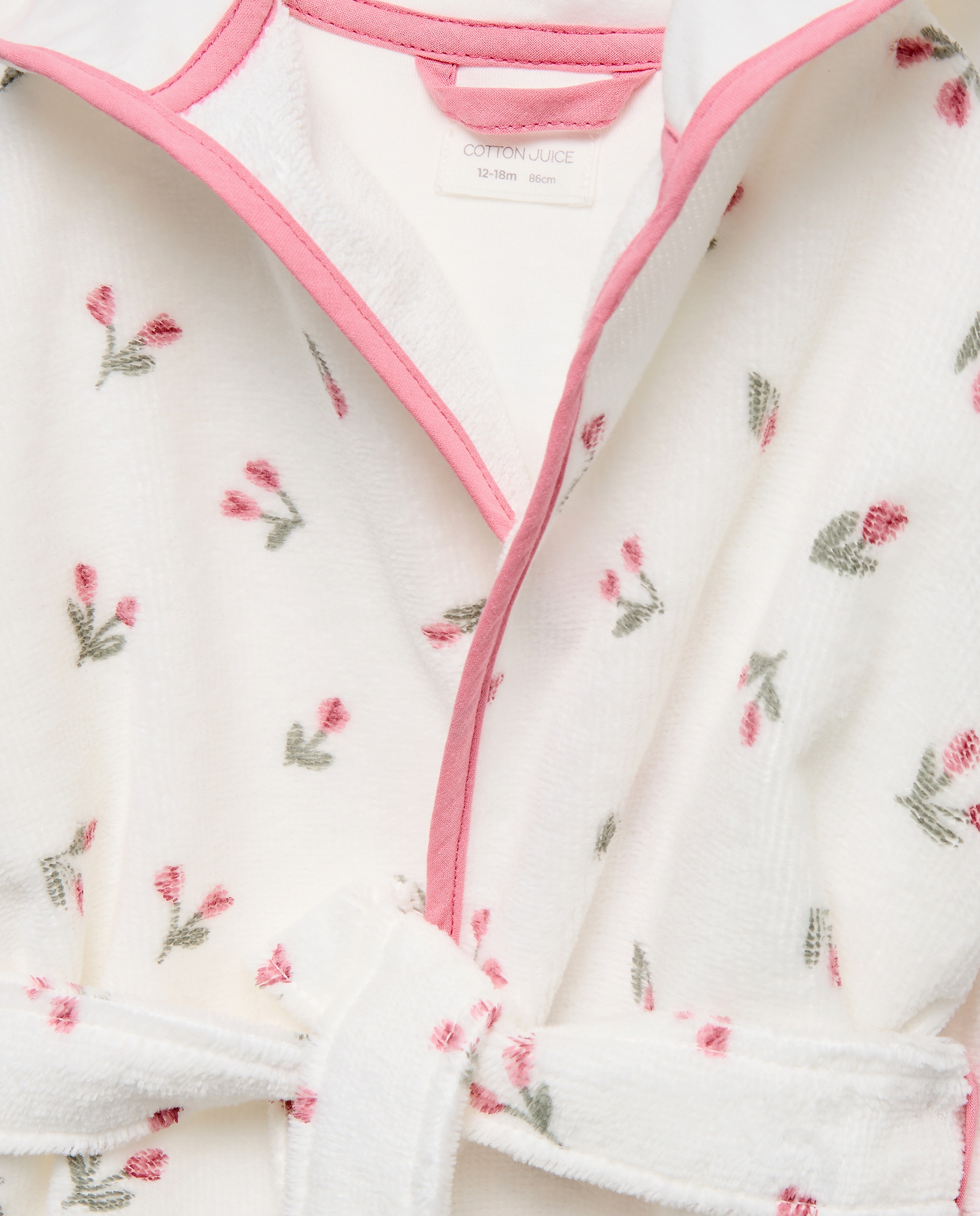 Albornoz para bebé con estampado fantasía flores - Cotton Juice - Blanco Blanco-3