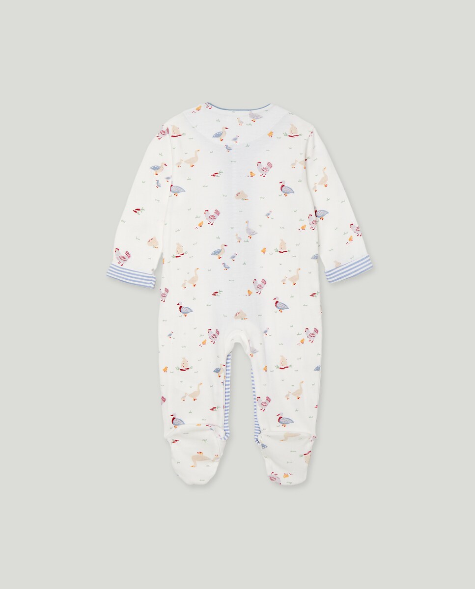 Babygrow Comprido de Malha de Bebé com Estampado de Animais Branco-2