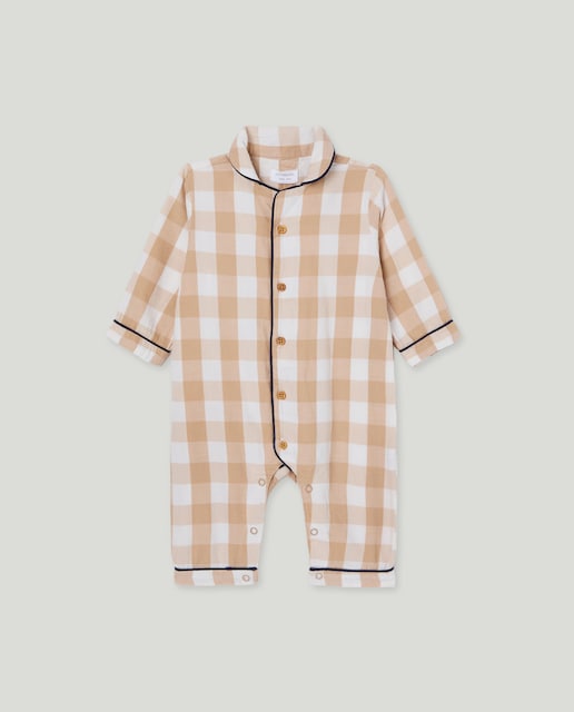 Imagen 0 de Pelele largo plana abotonado cuadros de bebé niño