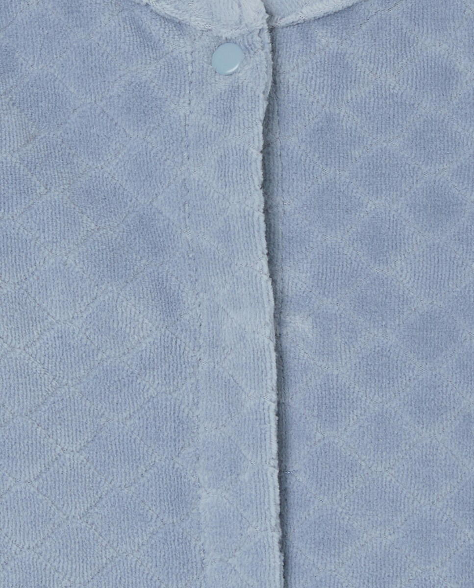 Babygrow Comprido Básico Liso de Bebé em Velour 400 Azul-3