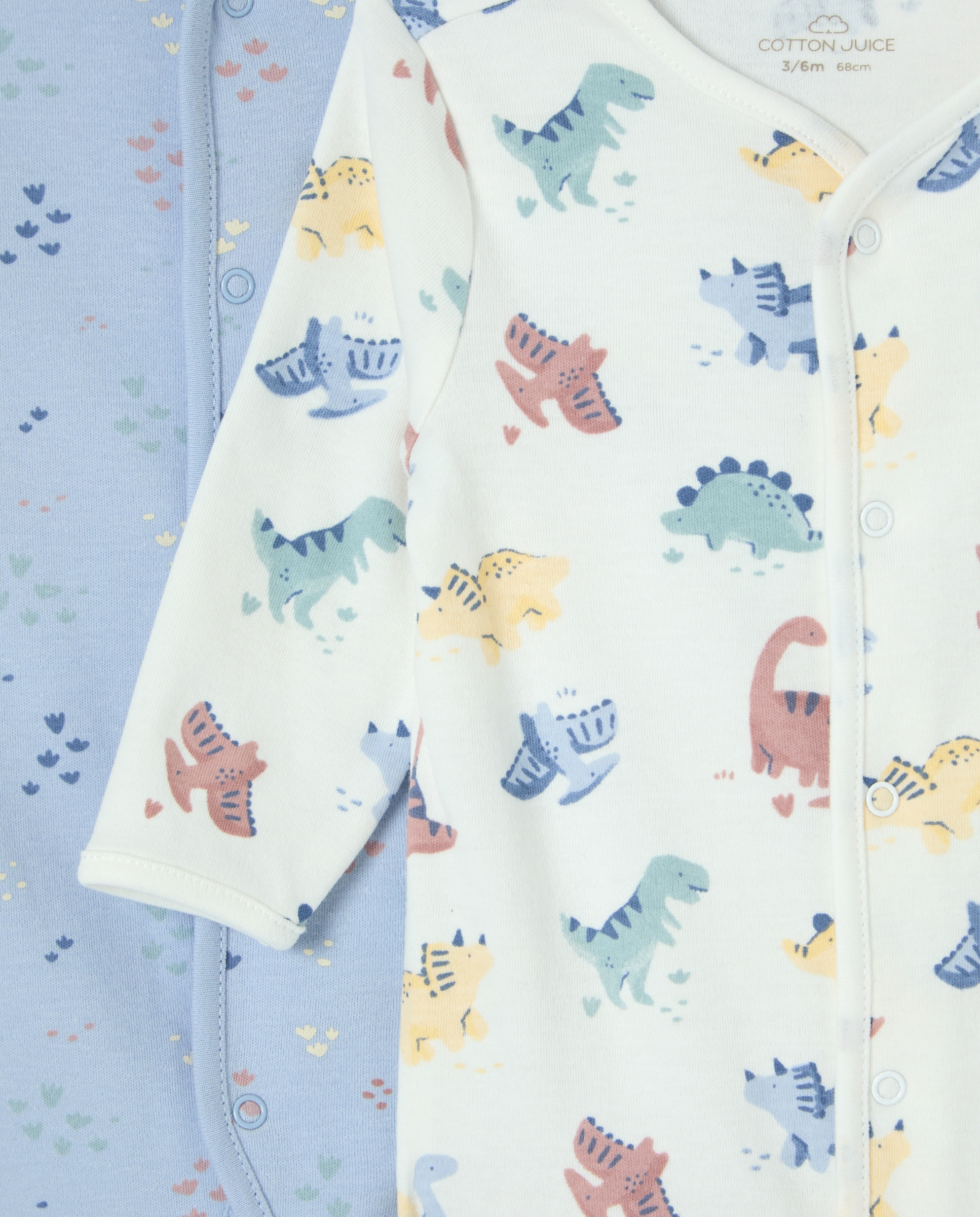 Pack de 2 Babygrows de Malha de Bebé com Estampado de Fantasia Branco-3