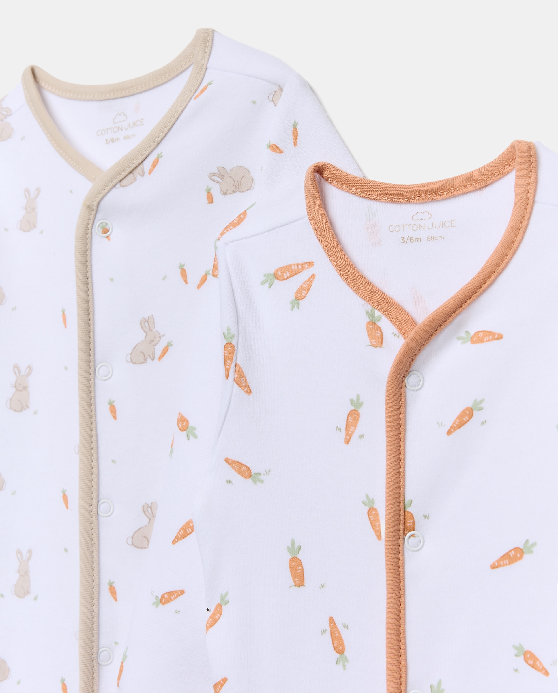 Pack de 2 Pijamas de Bebé Estampados Branco-3
