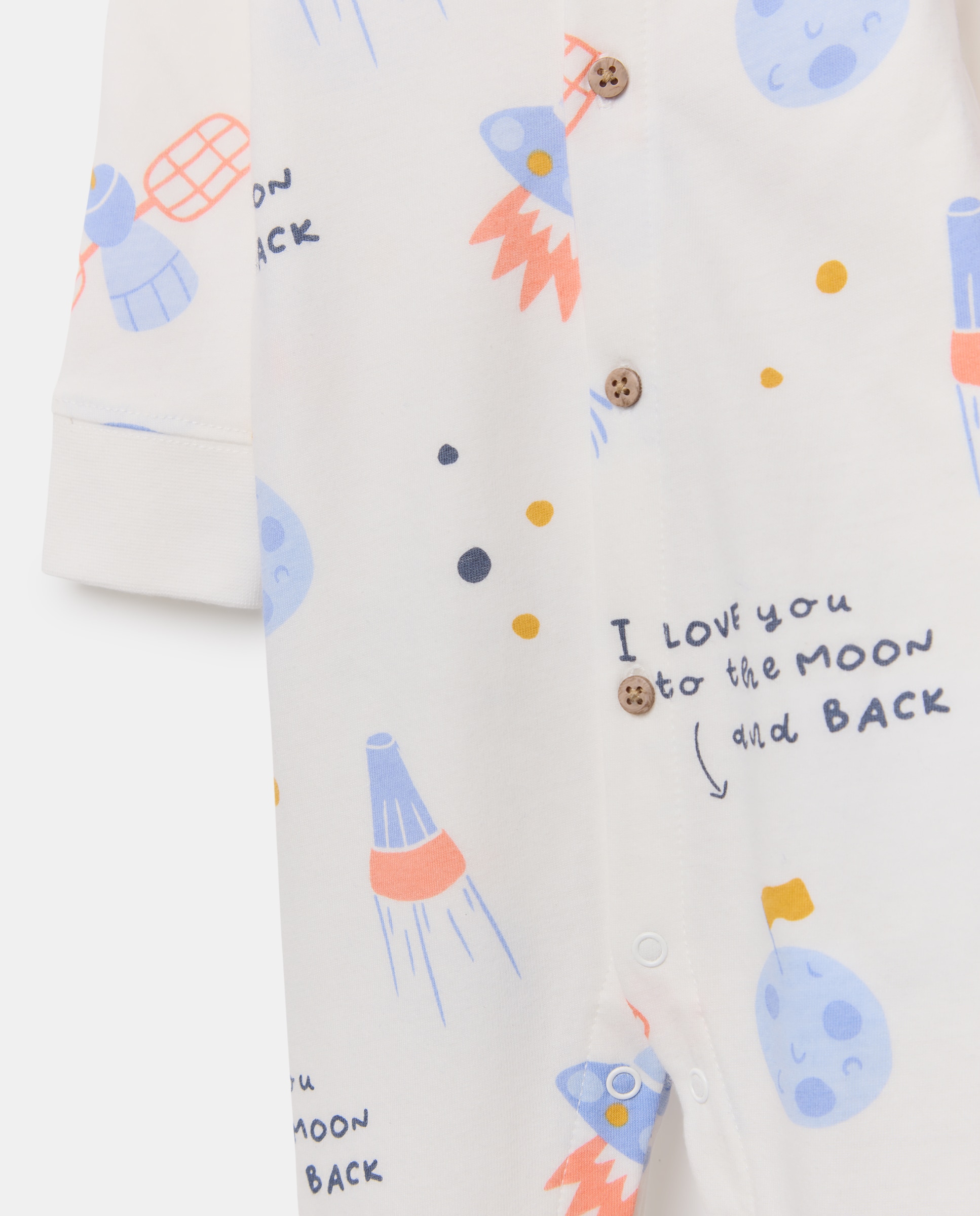 Babygrow Comprido Estampado de Bebé Branco-3