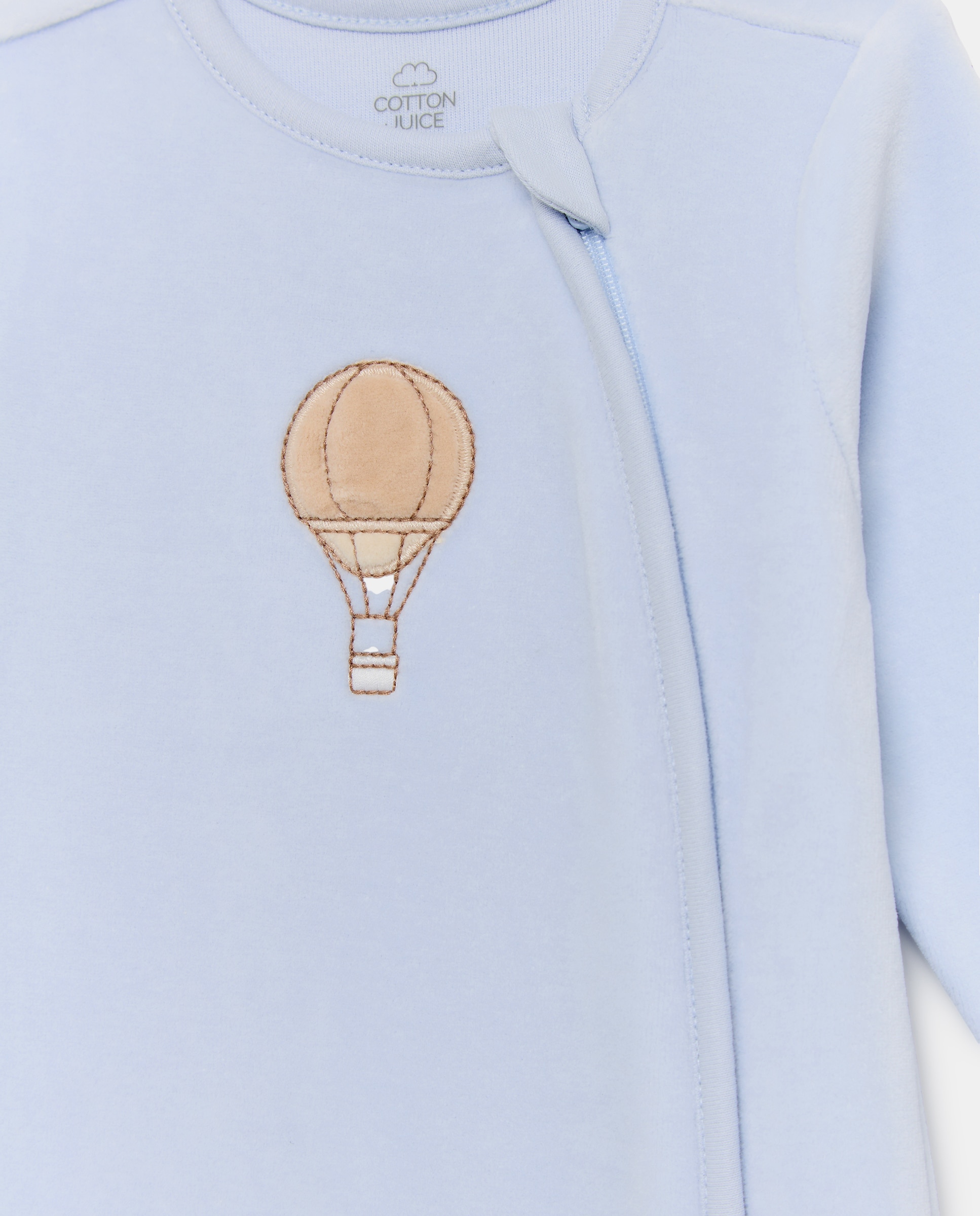 Babygrow de Velour de Bebé com Fecho de Correr e Balões Cotton Juice Azul-3