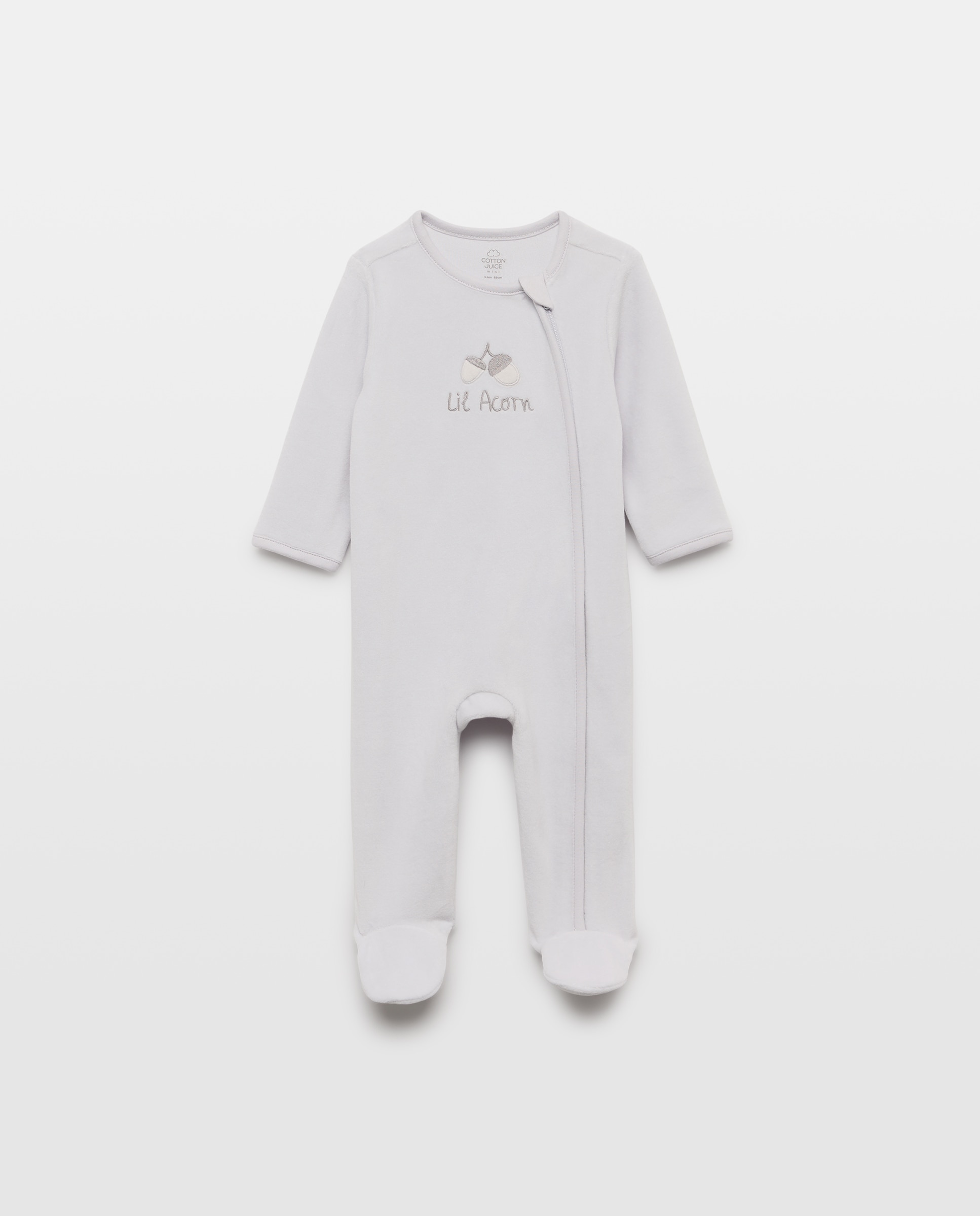 Imagem 0 de Babygrow de Velour de Bebé com Fecho de Correr e Bolotas