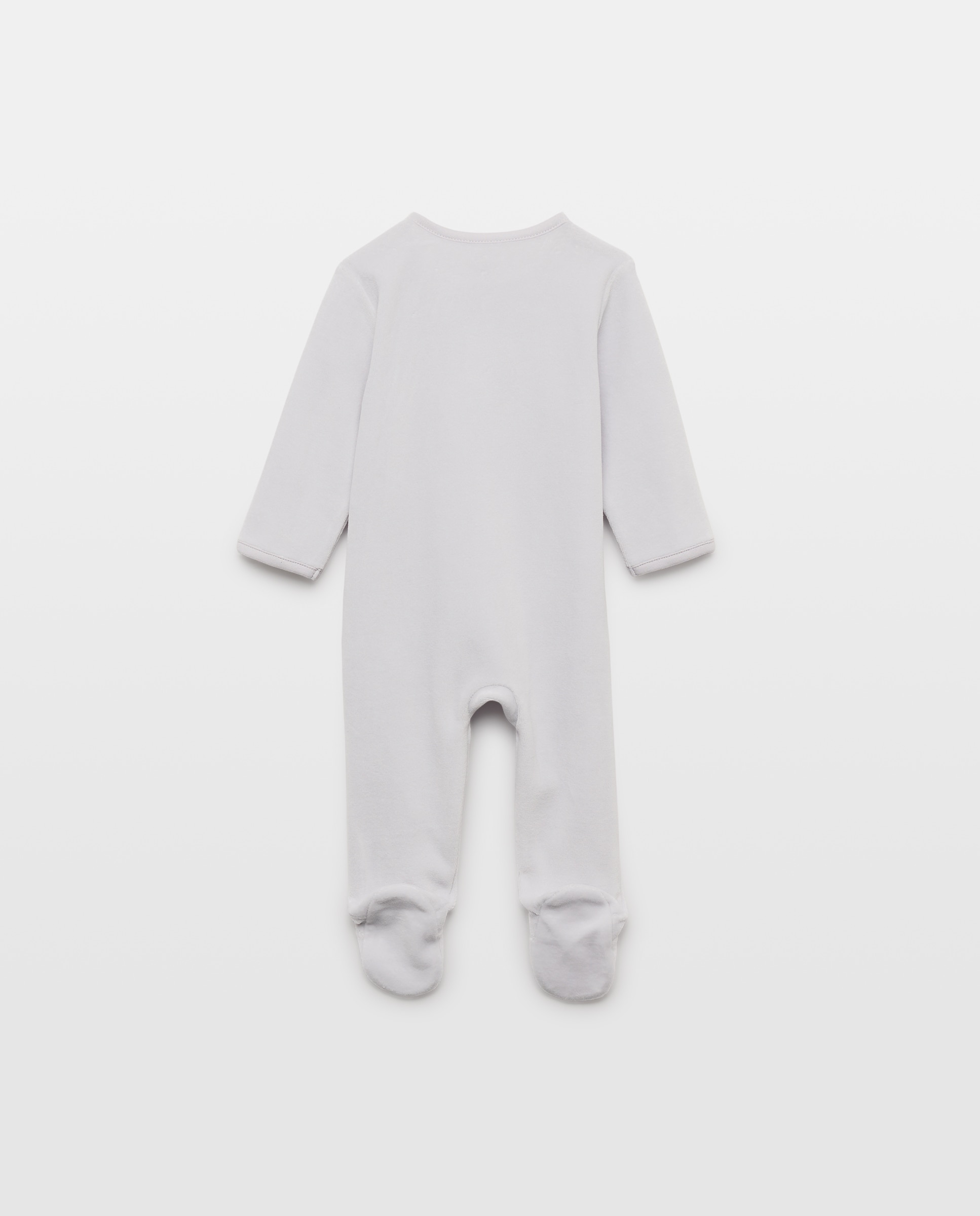 Babygrow de Velour de Bebé com Fecho de Correr e Bolotas Cotton Juice Cinzento-2