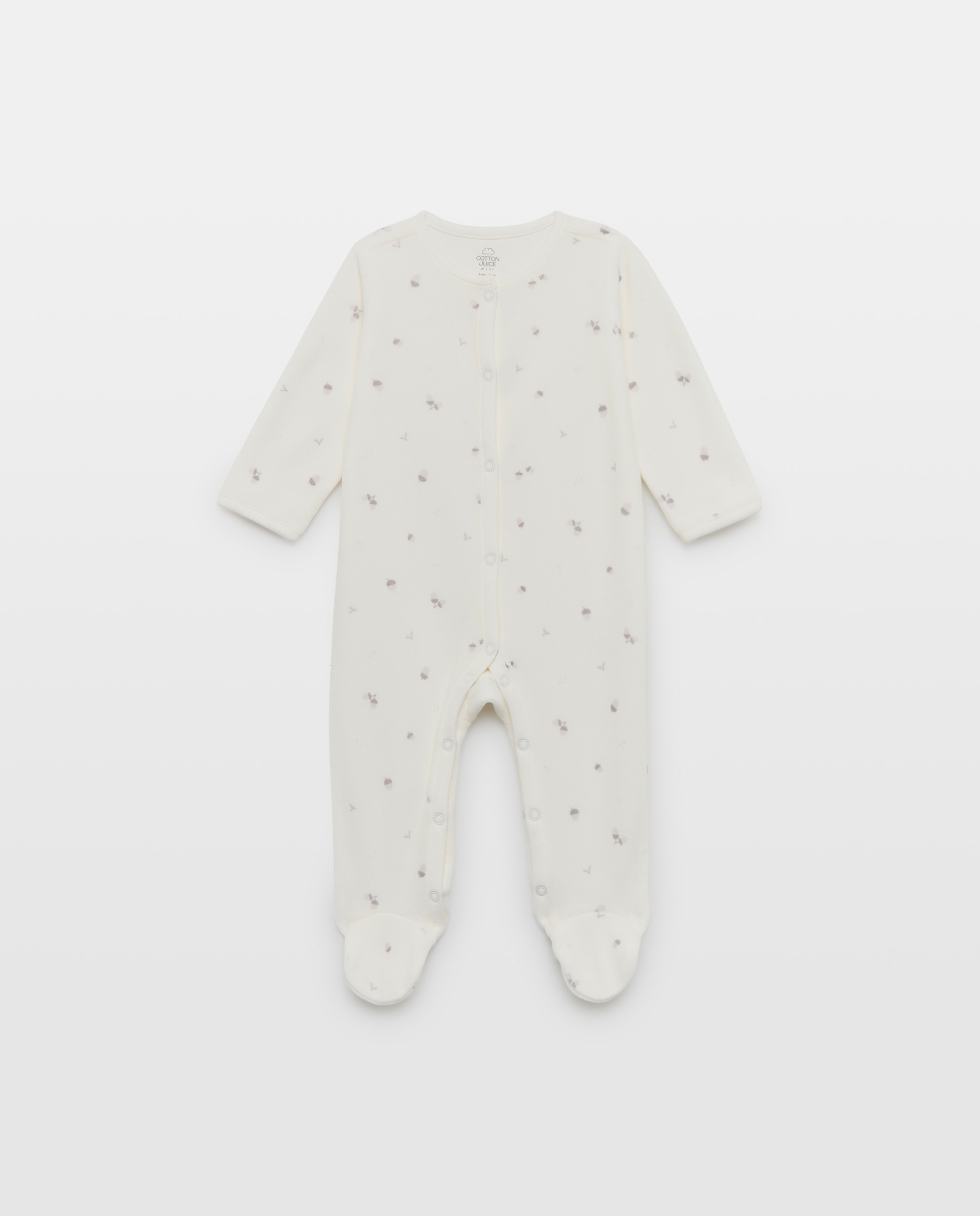 Imagem 0 de Babygrow de Velour de Bebé com Estampado de Bolotas.