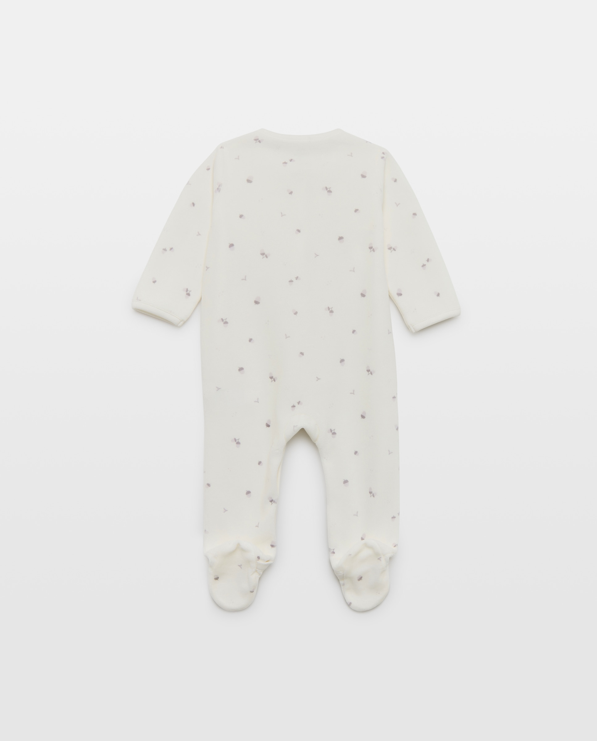Babygrow de Velour de Bebé com Estampado de Bolotas Cotton Juice Branco-2