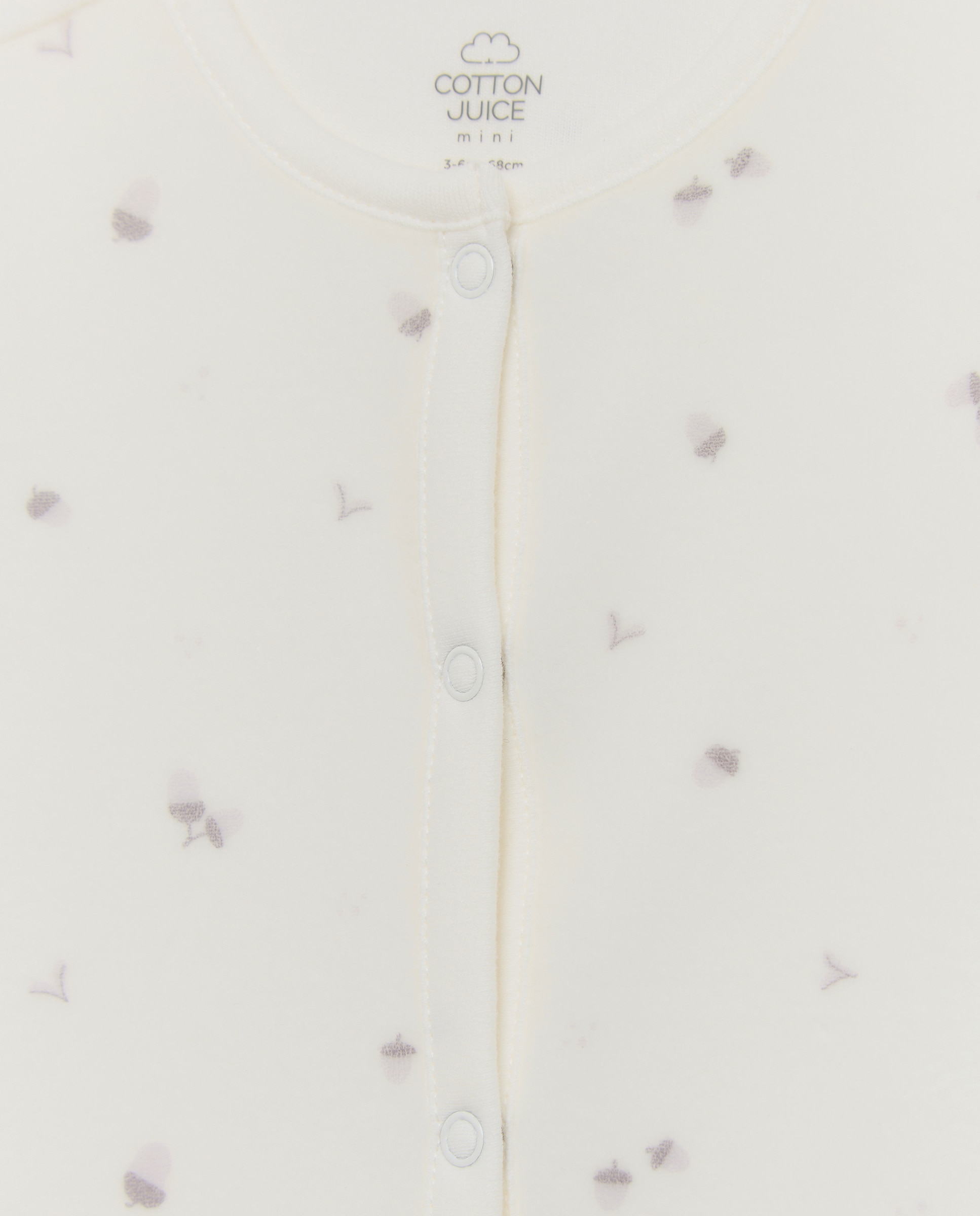 Babygrow de Velour de Bebé com Estampado de Bolotas Cotton Juice Branco-3