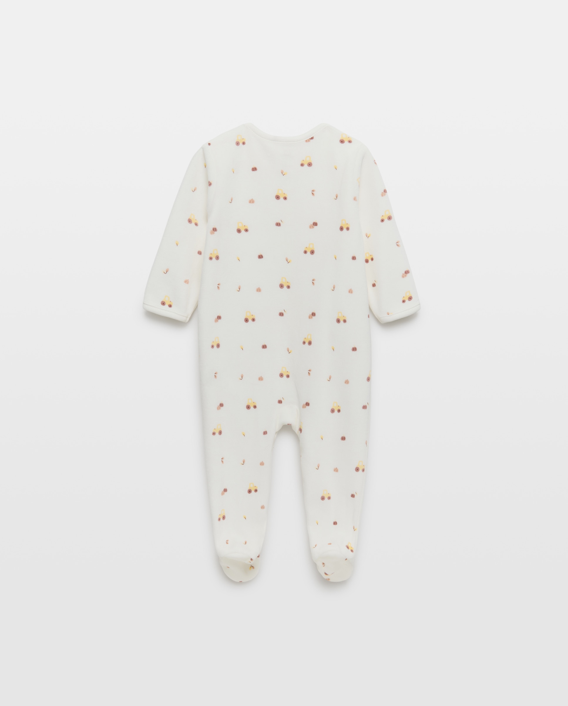 Babygrow de Velour de Bebé com Estampado de Trator Cotton Juice Branco-2