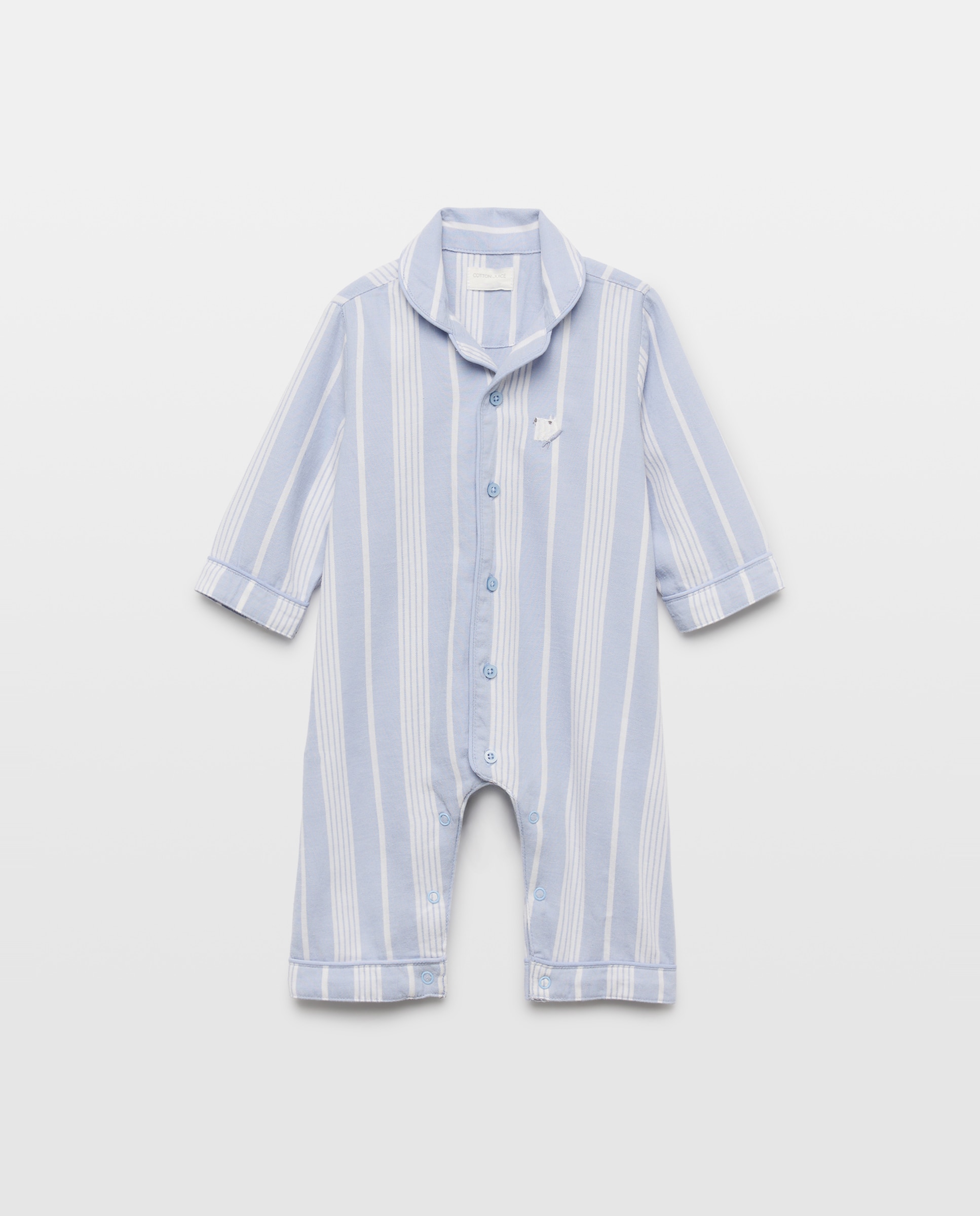 Pelele largo rayas de bebé - Cotton Juice - Azul Azul-1