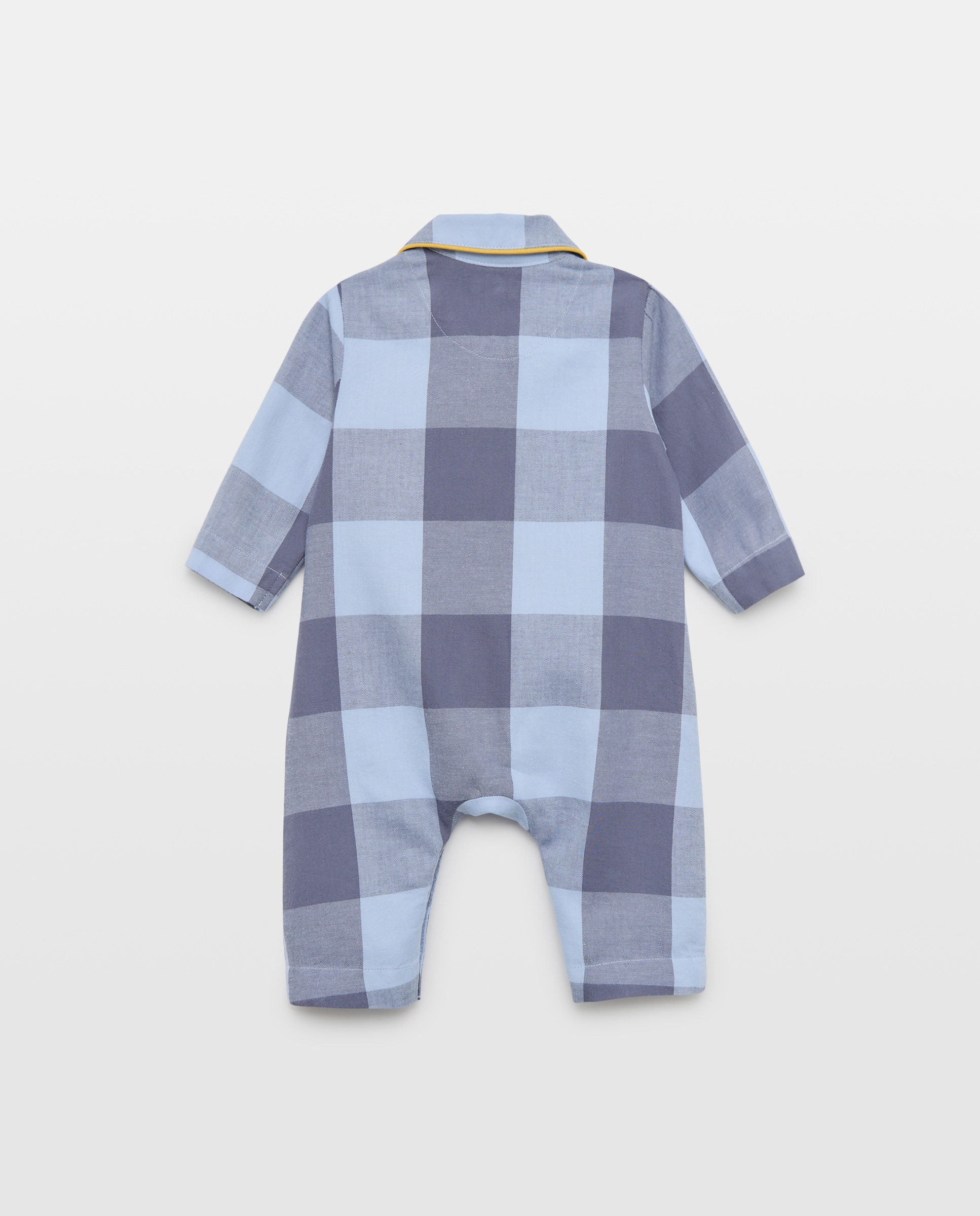 Pelele largo cuadros de bebé - Cotton Juice - Azul Azul-2