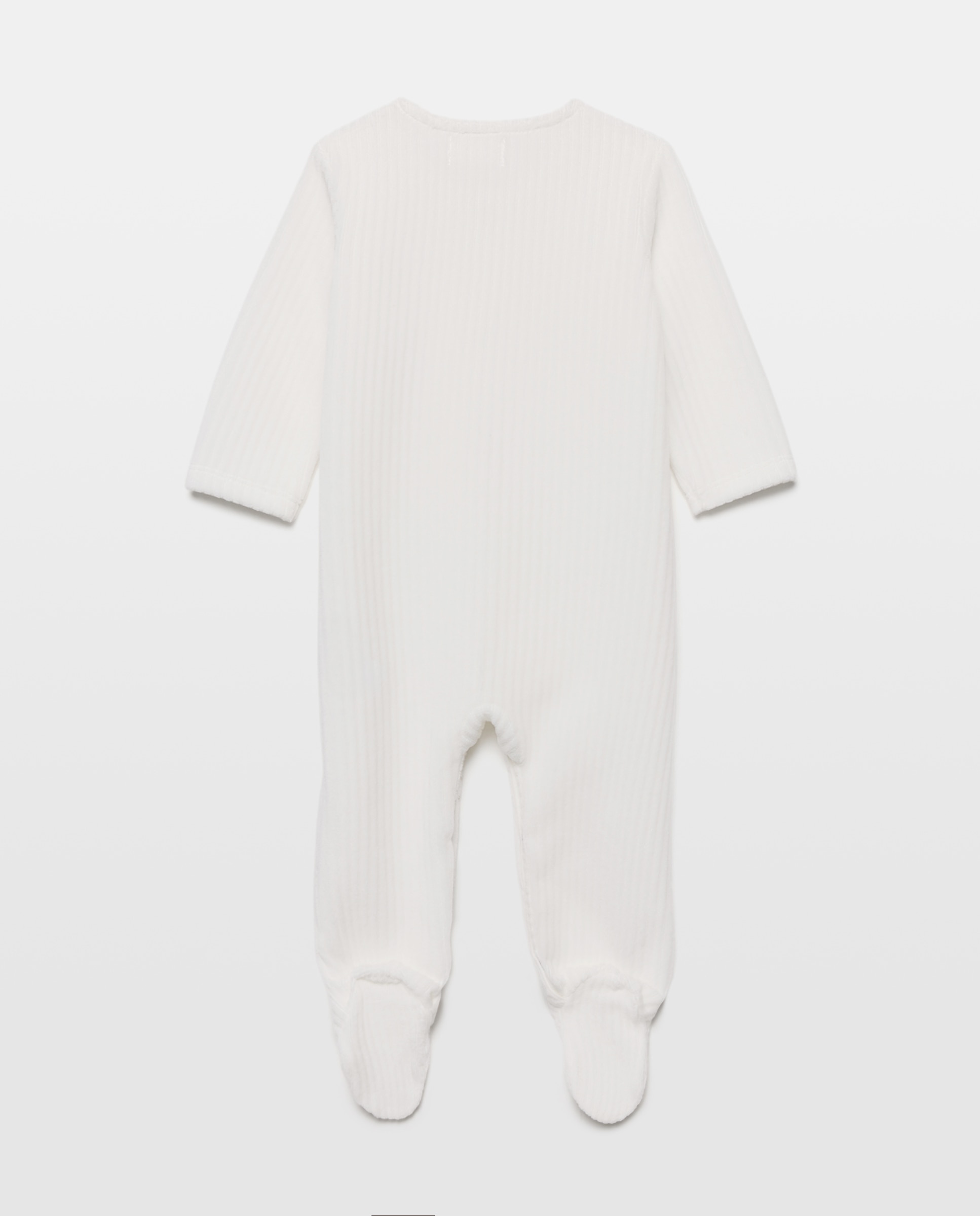 Pelele básico para bebé largo en velour liso - Cotton Juice - Blanco roto Blanco roto-2
