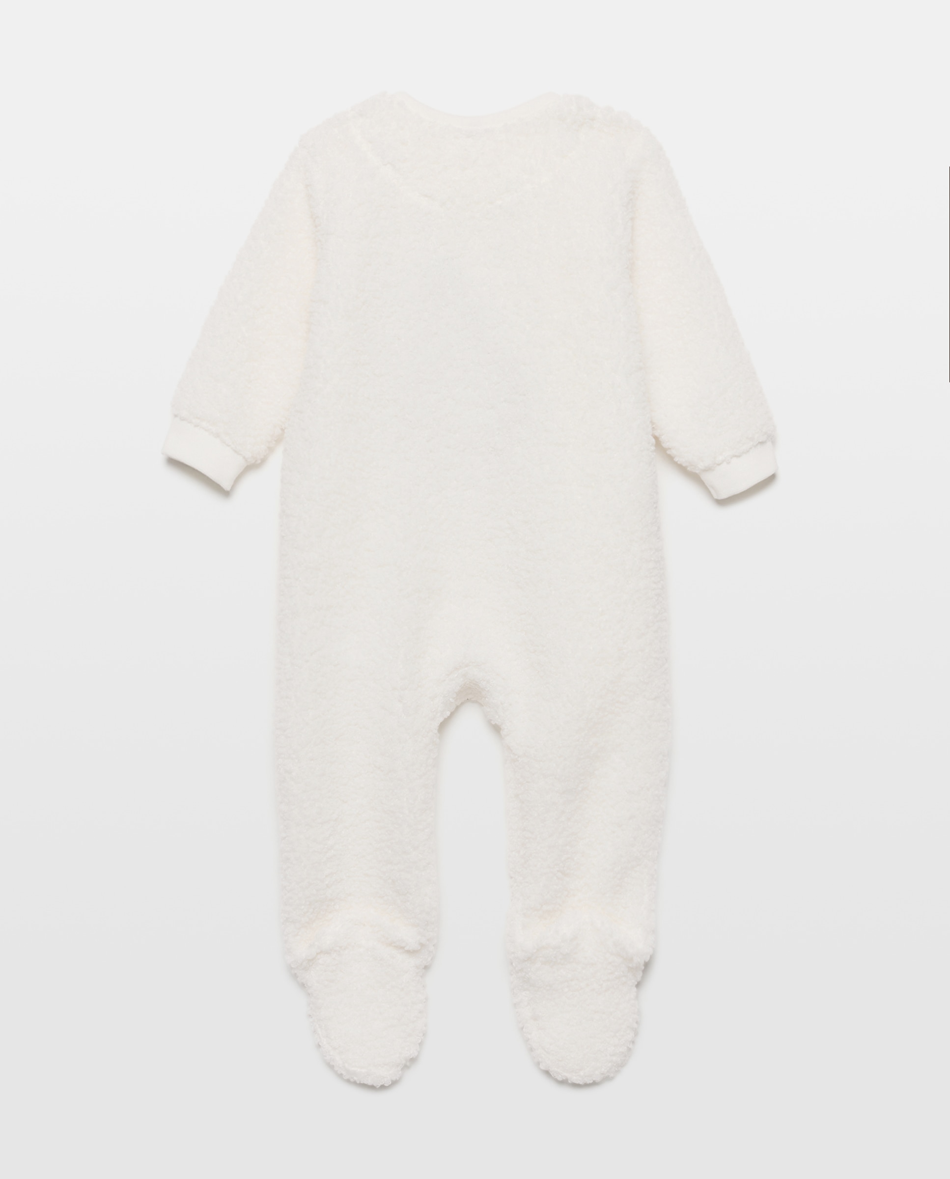 Pelele básico para bebé largo en velour rizado con fantasía - Cotton Juice - Blanco Blanco-2