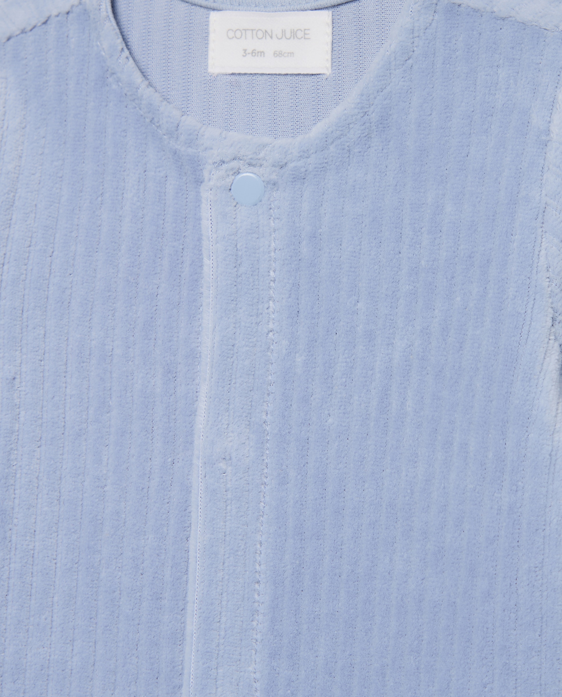 Babygrow Básico Comprido Liso em Velour de Bebé Cotton Juice 400 Azul-3