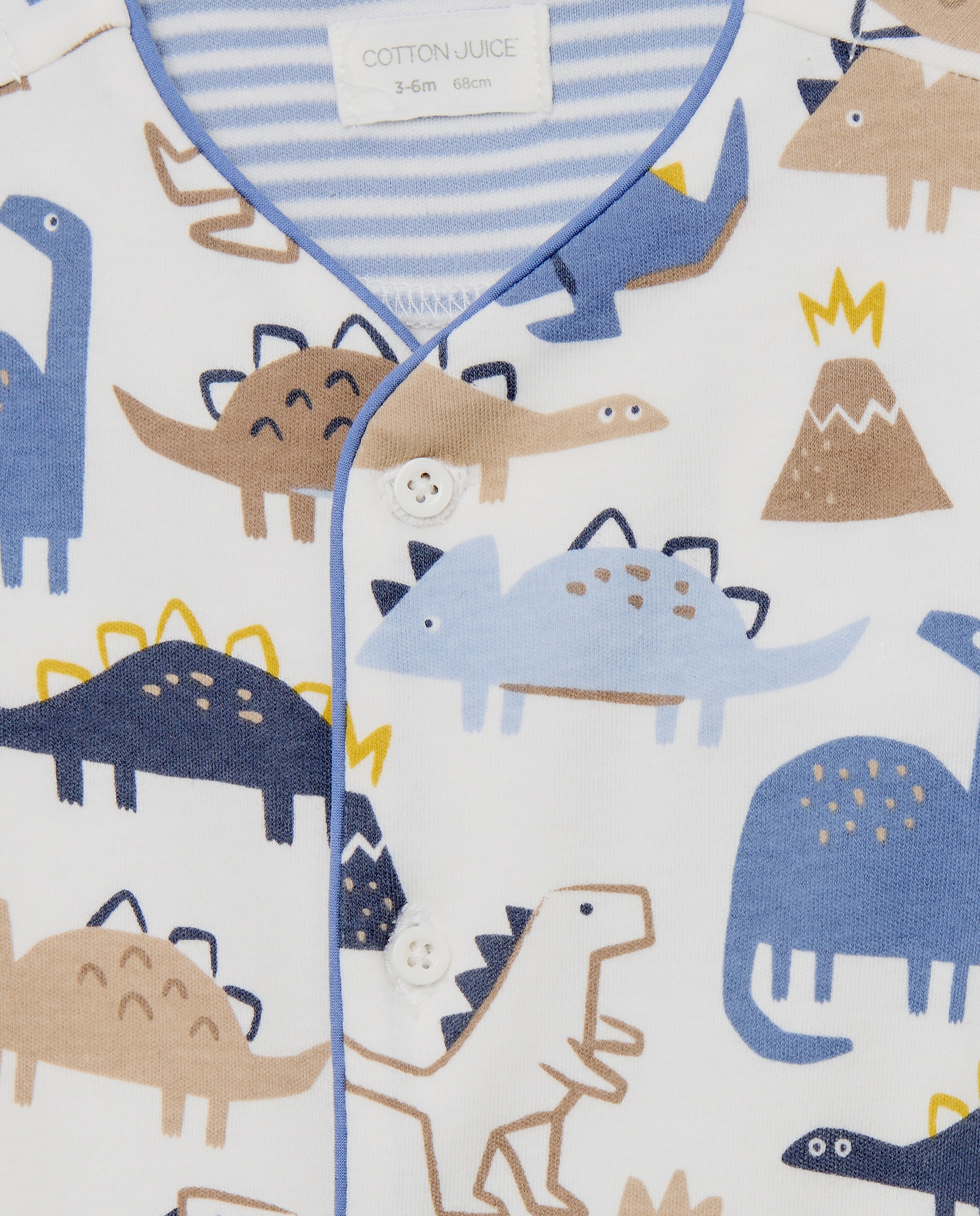 Pelele de punto largo con dinosaurios de bebé - Cotton Juice - Blanco Blanco-3