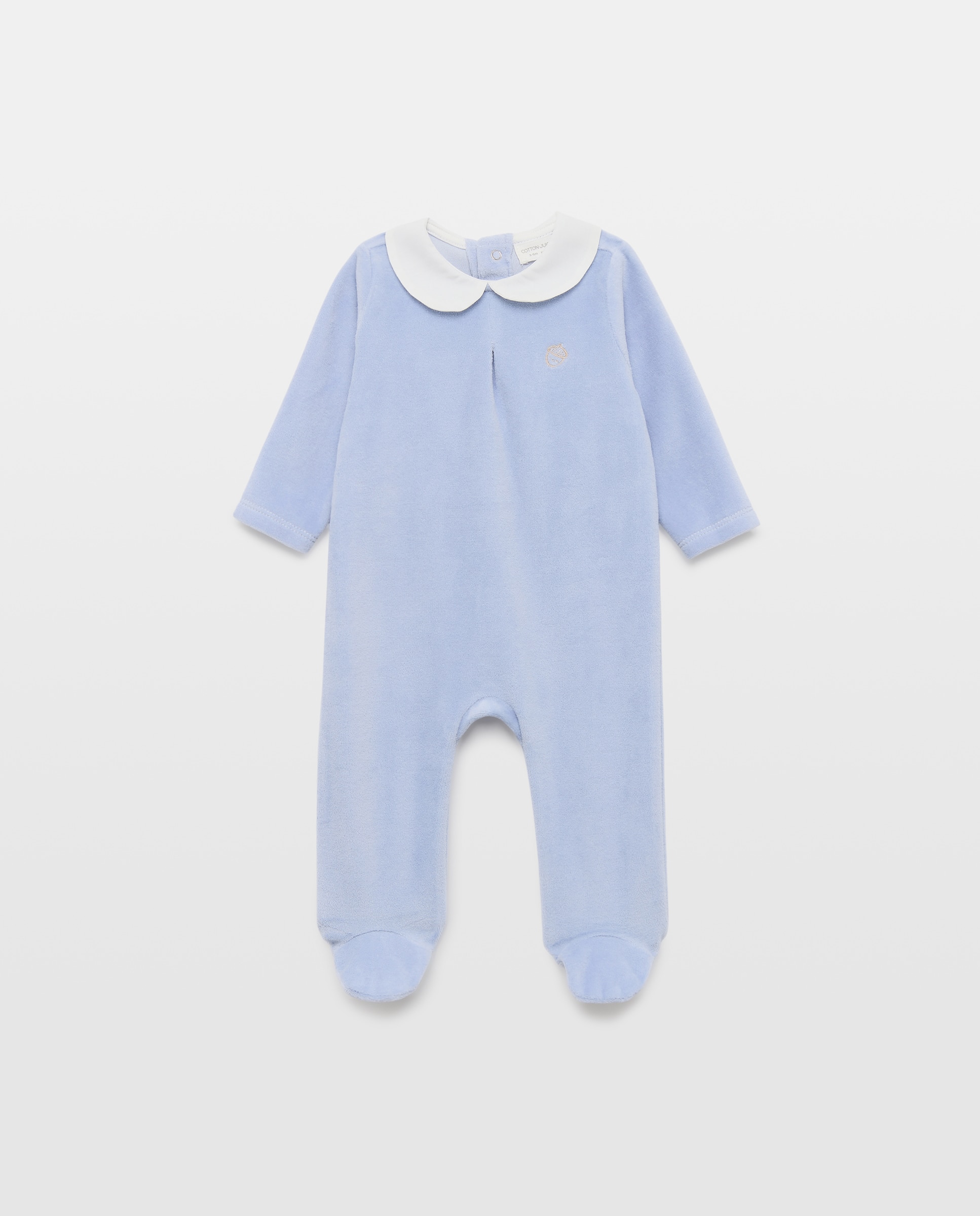 Pelele de bebé velour con cuello plana - Cotton Juice - 400 Azul 400 Azul-1