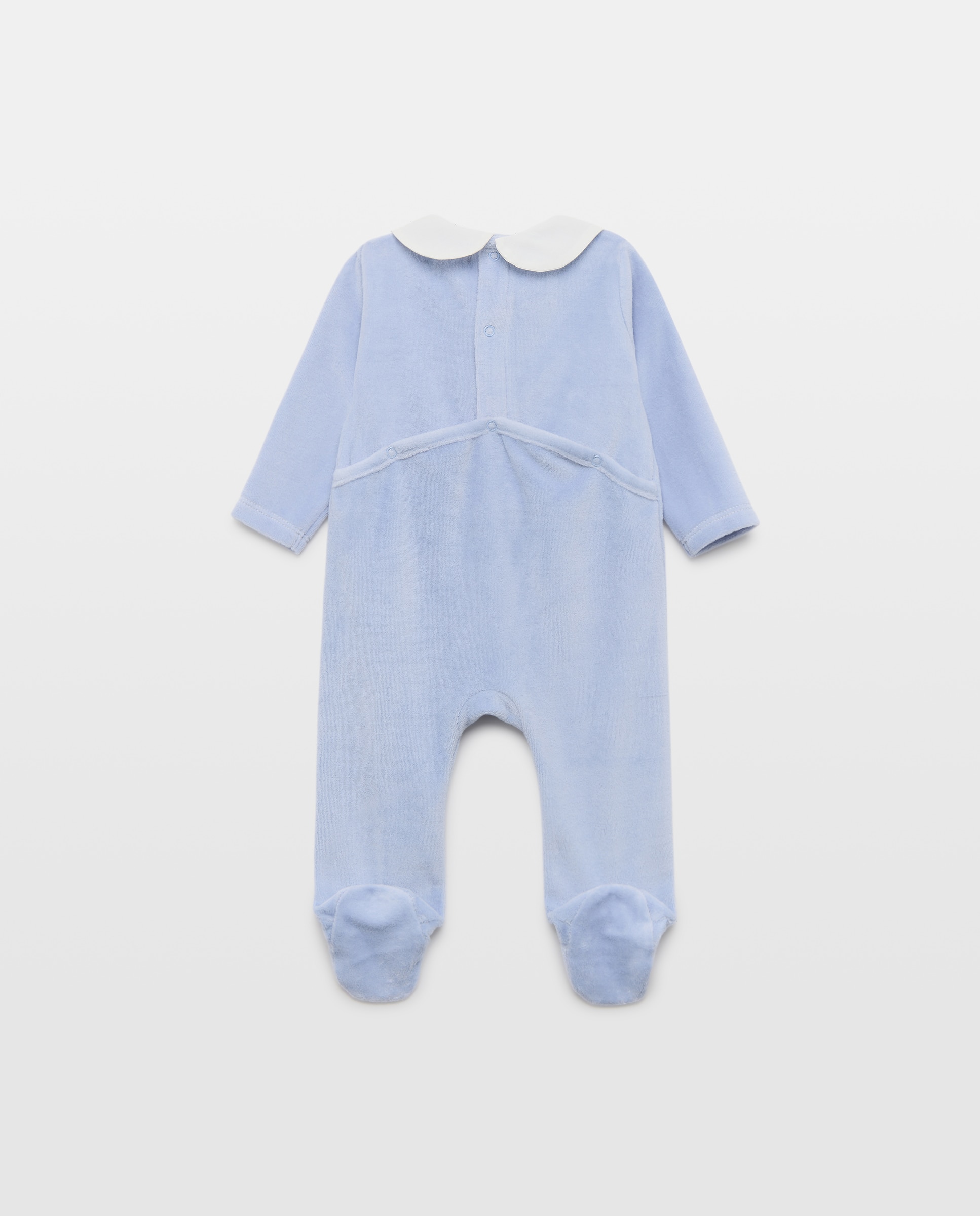 Pelele de bebé velour con cuello plana - Cotton Juice - 400 Azul 400 Azul-2