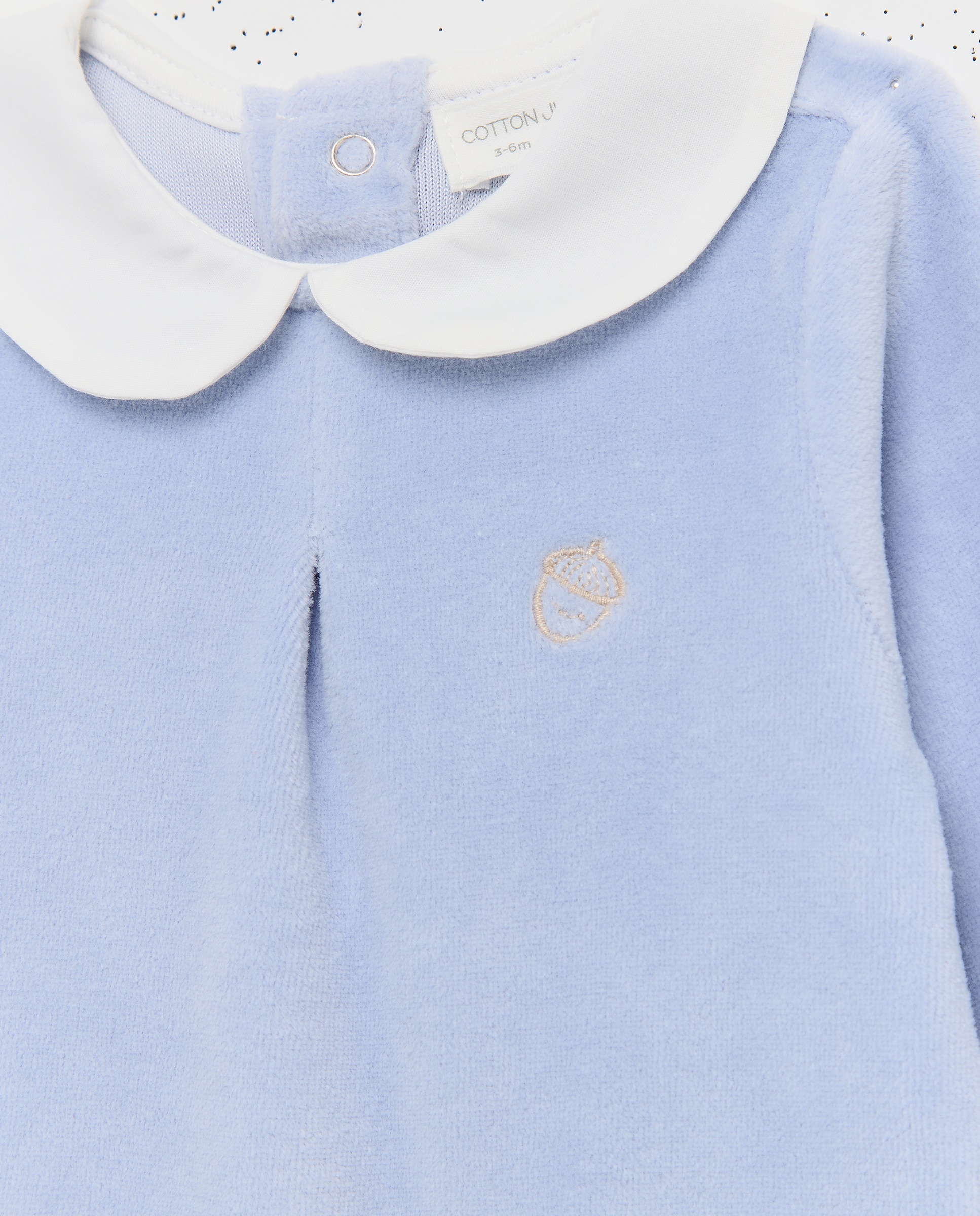 Pelele de bebé velour con cuello plana - Cotton Juice - 400 Azul 400 Azul-3