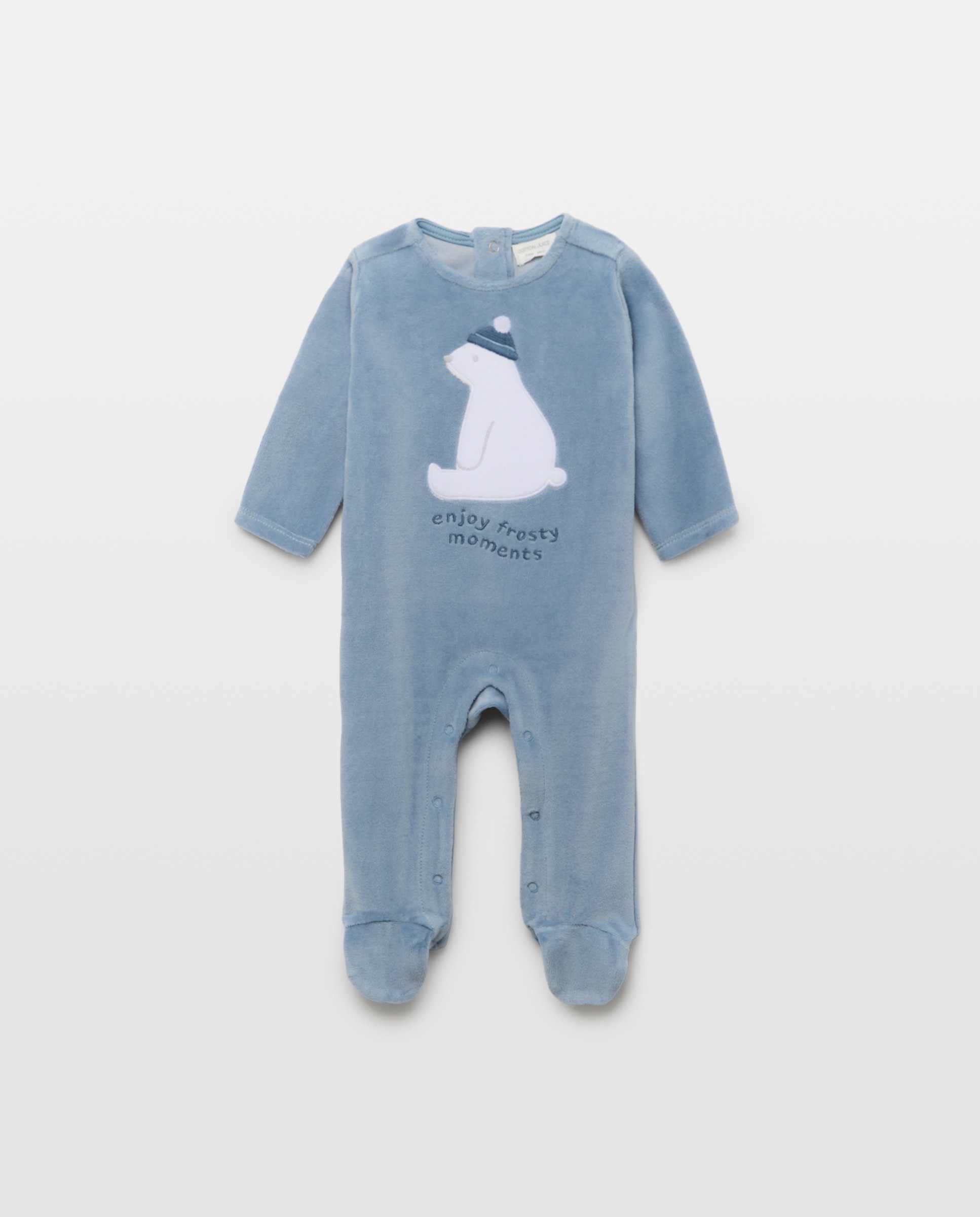 Pelele largo de velour fantasía oso de bebé - Cotton Juice - Azul Azul-1