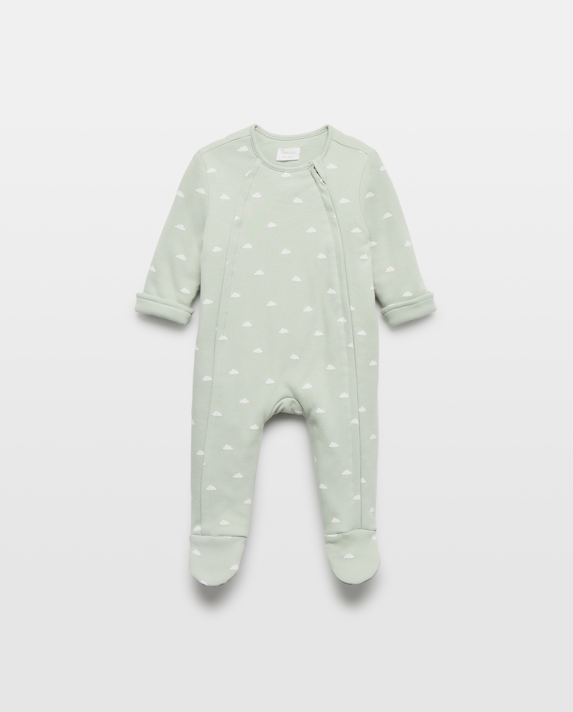 Pelele largo acolchado estampado fantasía de bebé - Cotton Juice - Verde Verde-1