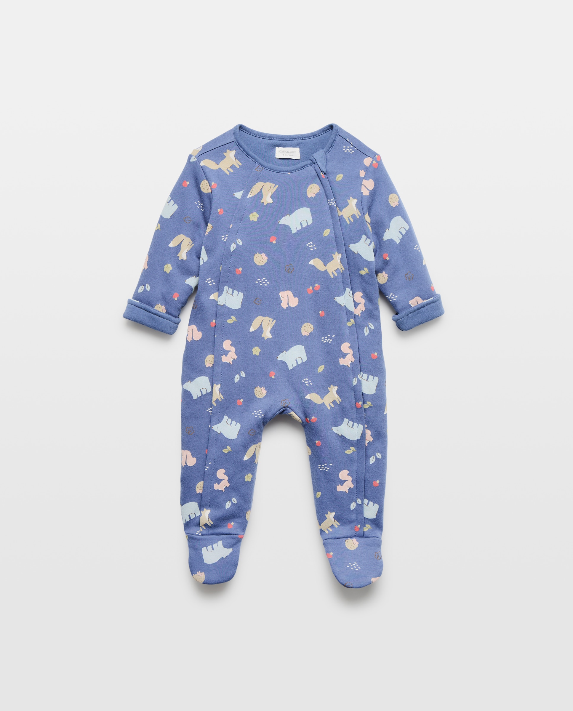 Pelele largo acolchado estampado fantasía de bebé - Cotton Juice - Azul Azul-1