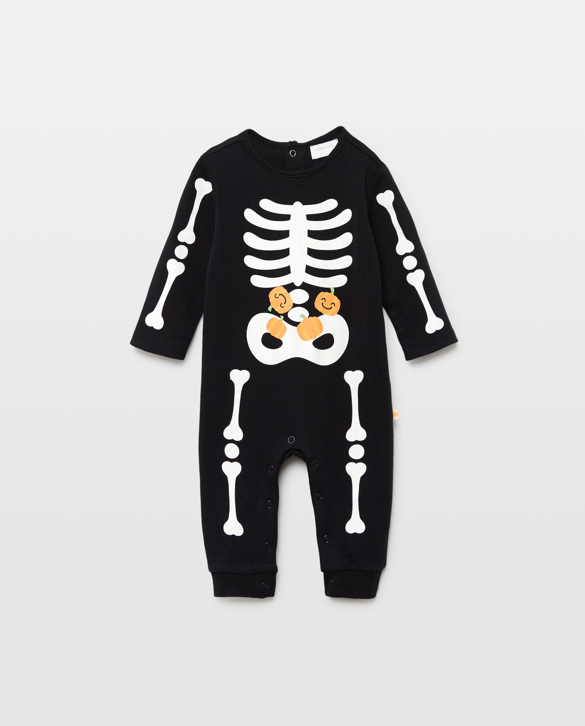 Pelele largo de punto estampado fantasía HALLOWEEN de bebé - Cotton Juice - Gris Gris-1