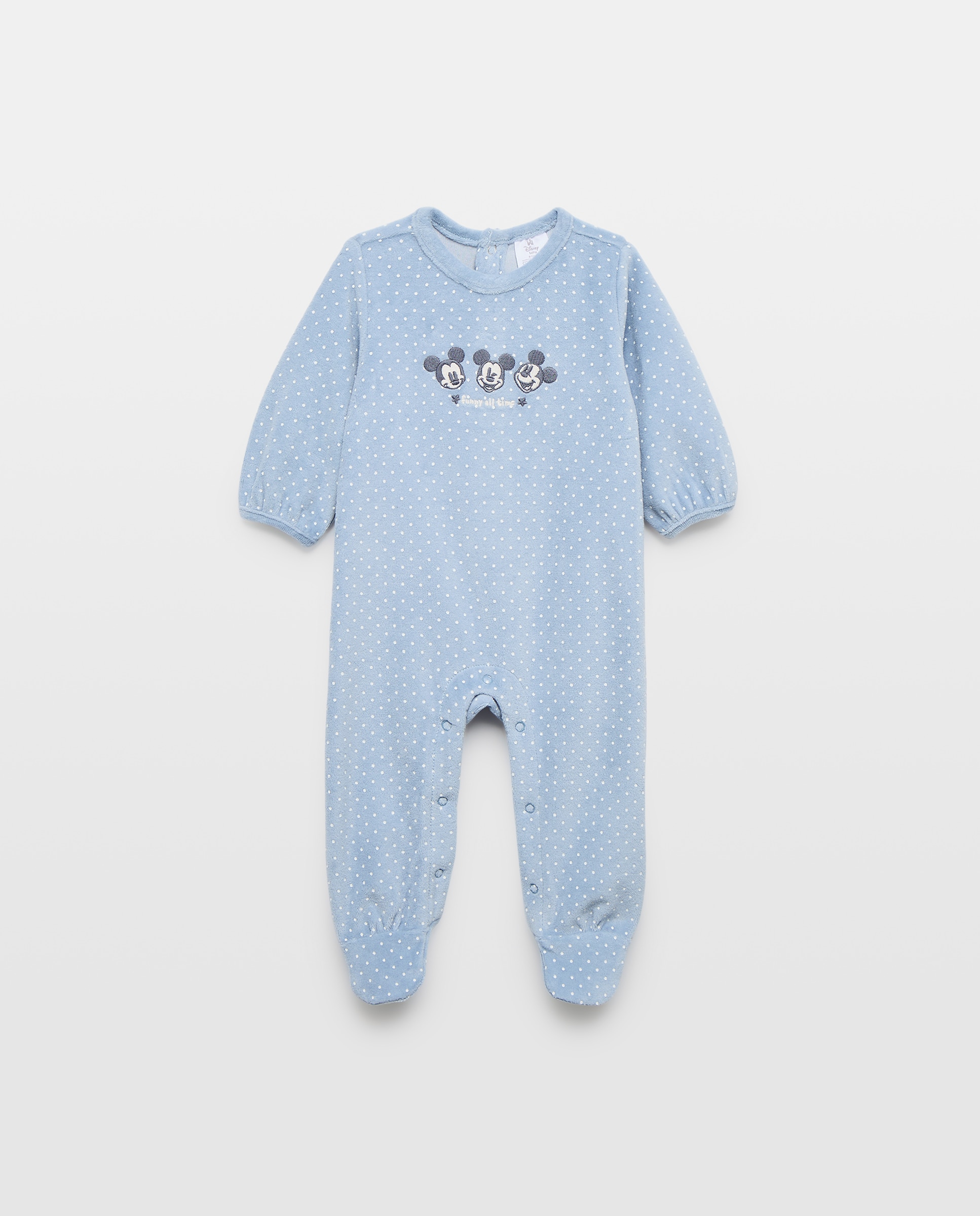 Pelele largo de velour fantasía MICKEY de bebé - Cotton Juice - Azul marino Azul marino-1