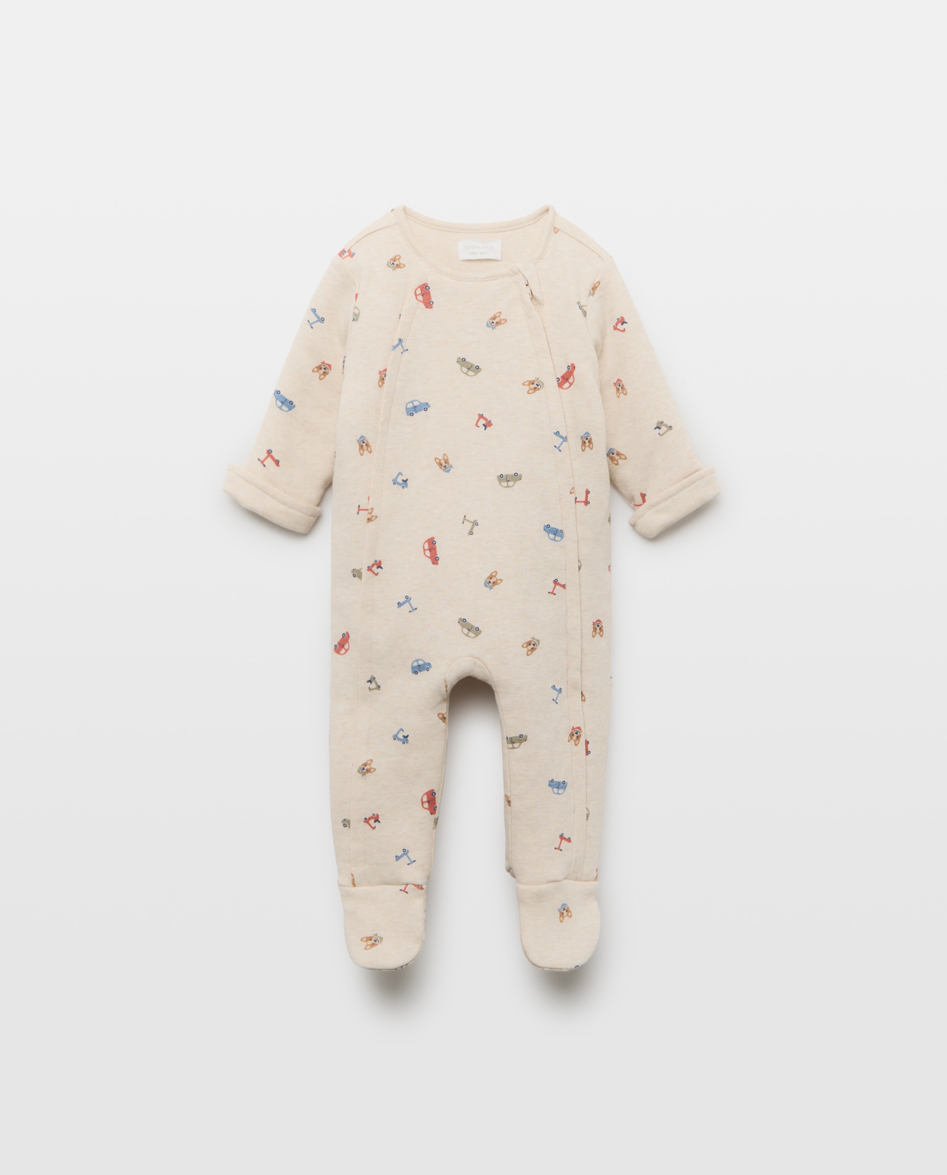 Pelele largo acolchado estampado fantasía de bebé - Cotton Juice - Marrón Marrón-1