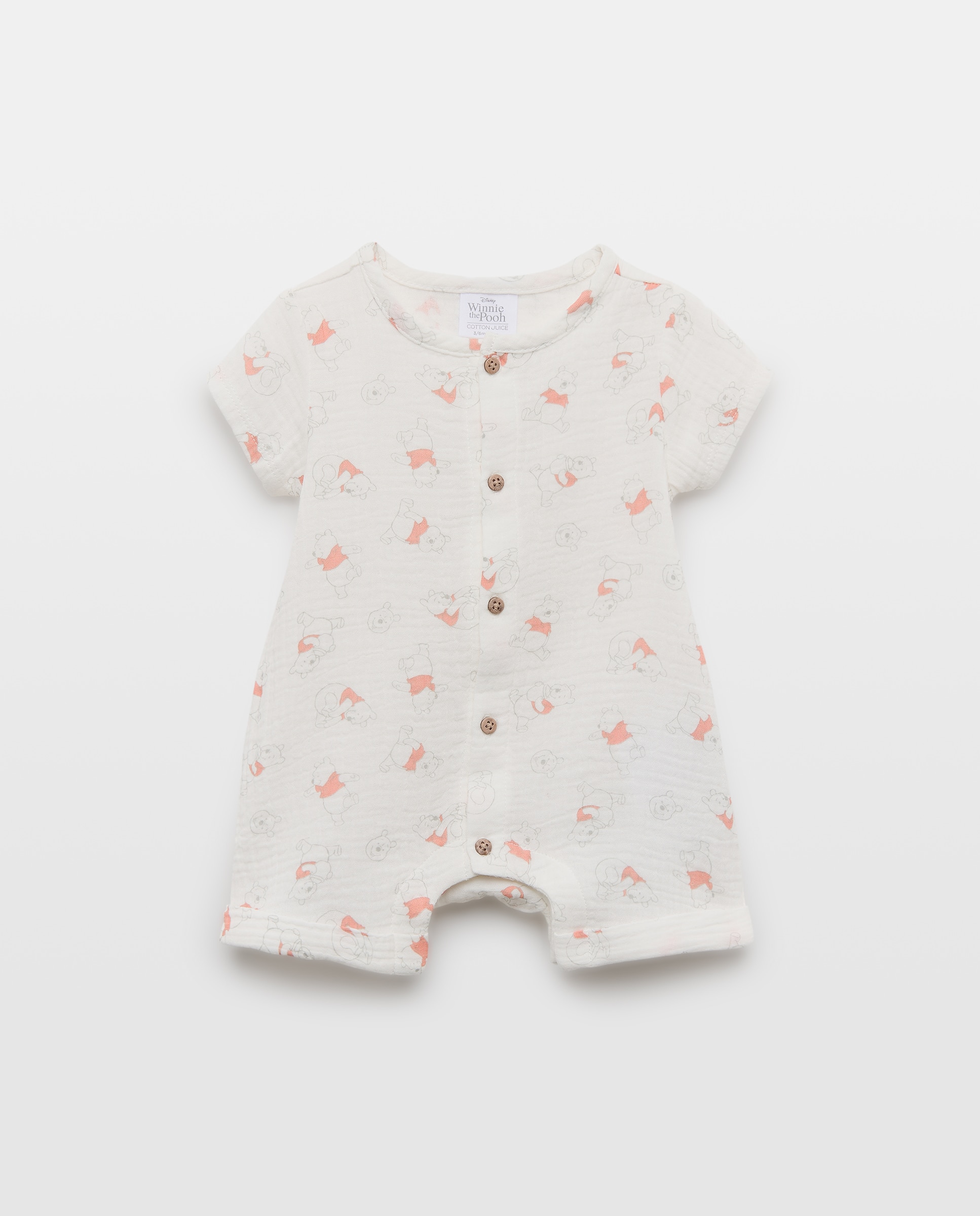 Pelele corto de bebé niño Winnie The Pooh - Cotton Juice - Blanco Blanco-1