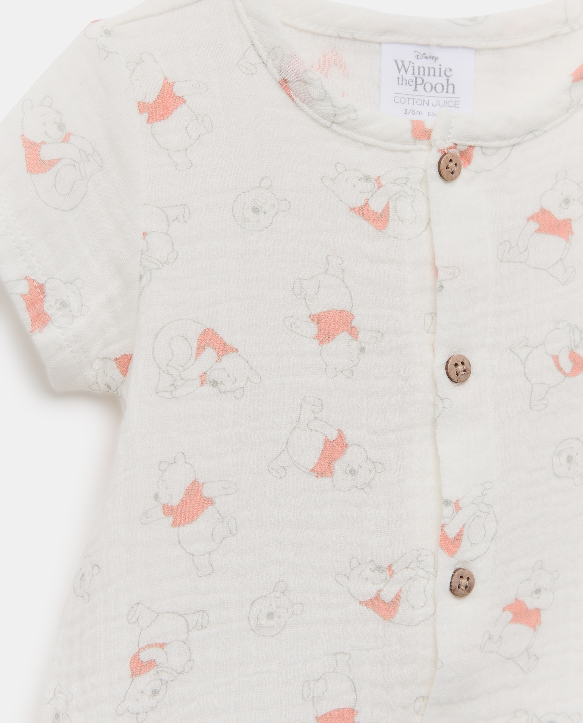 Pelele corto de bebé niño Winnie The Pooh - Cotton Juice - Blanco Blanco-3