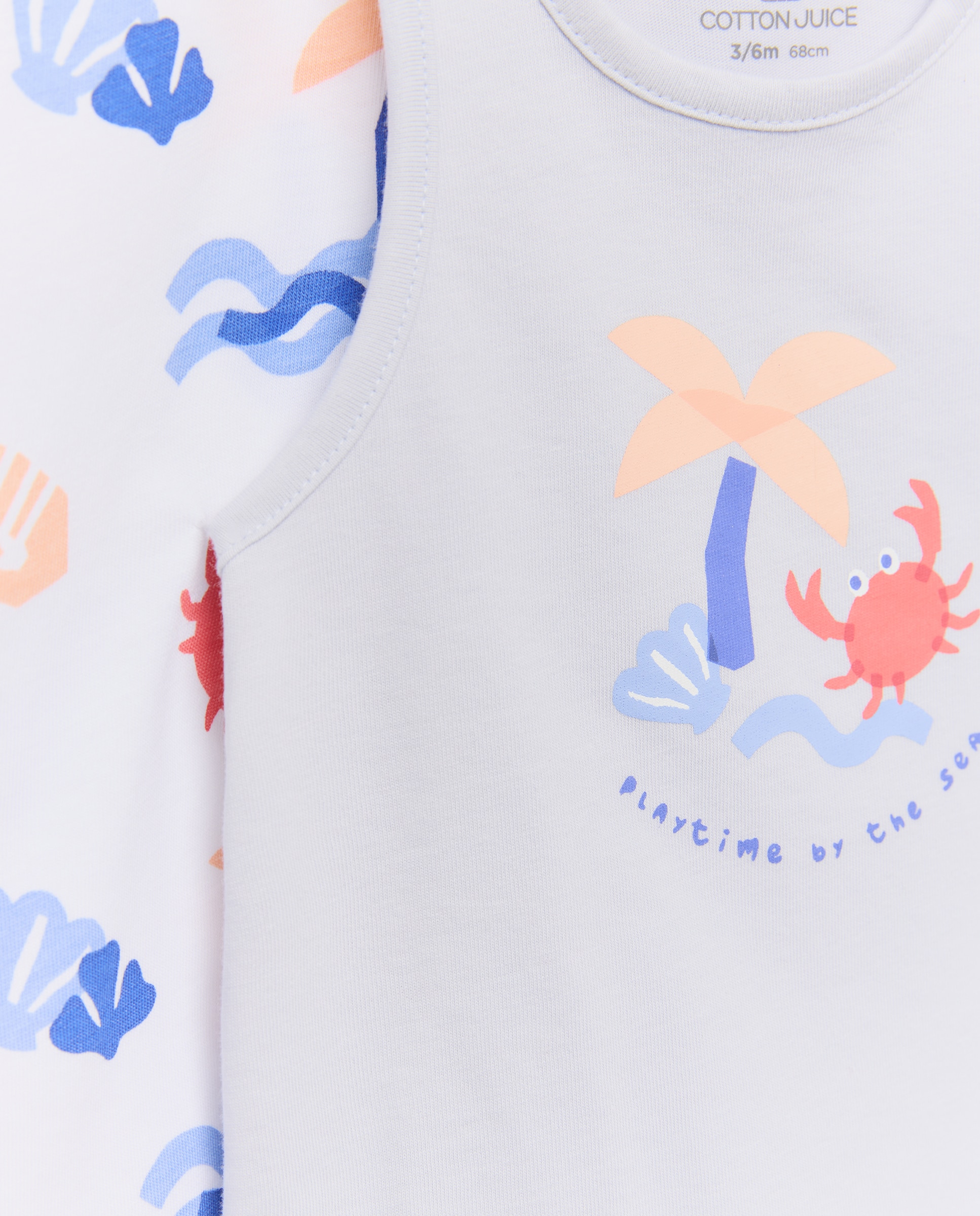 Pack de 2 Babygrows de Bebé com Estampado de Fantasia Branco-3