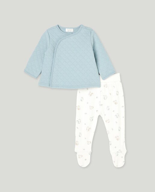 Pijama largo guata pantalón de punto estampado ardillas de bebé niño