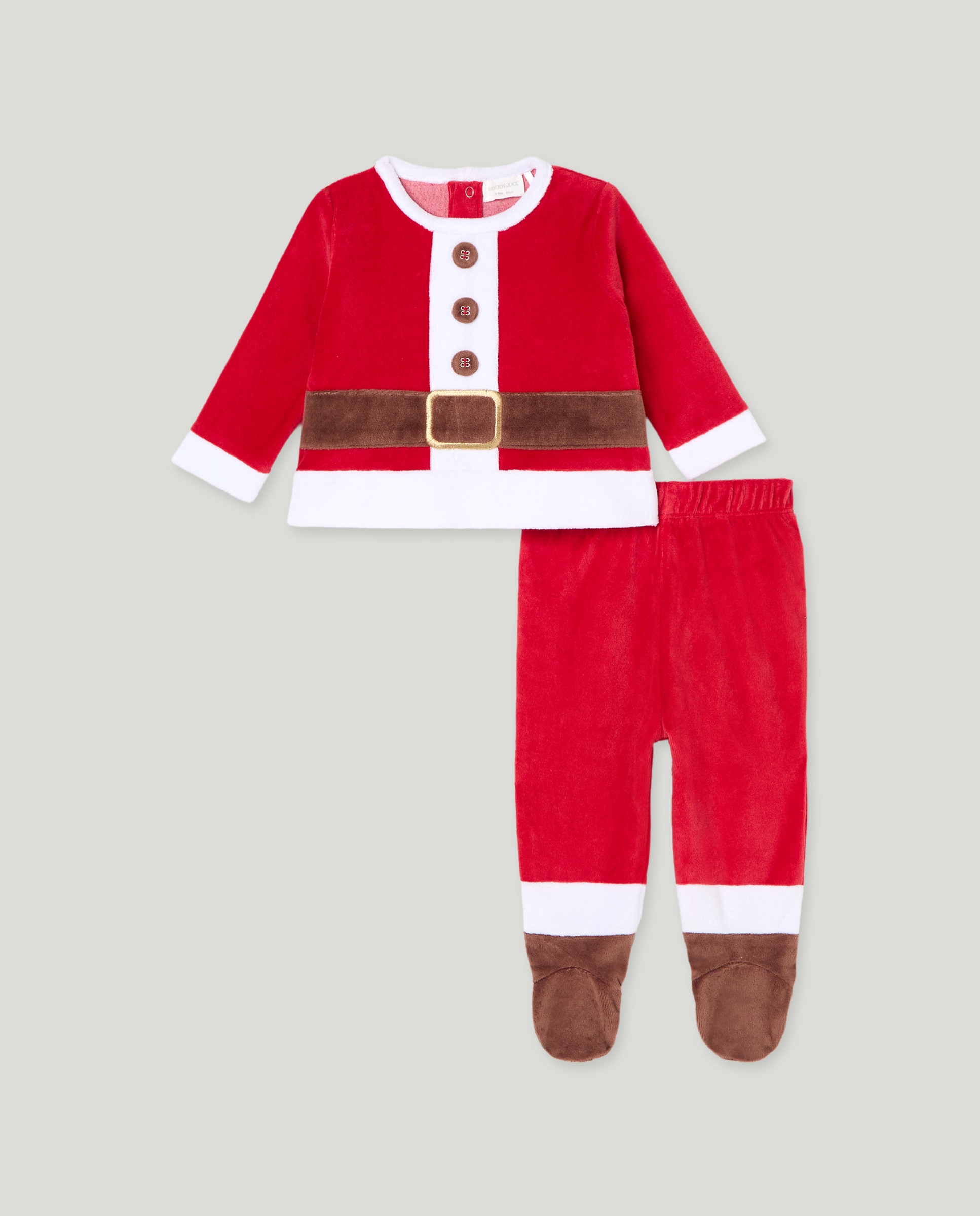 Pijama de Bebé em Velour com Estampado de Fantasia 600 Vermelho-1