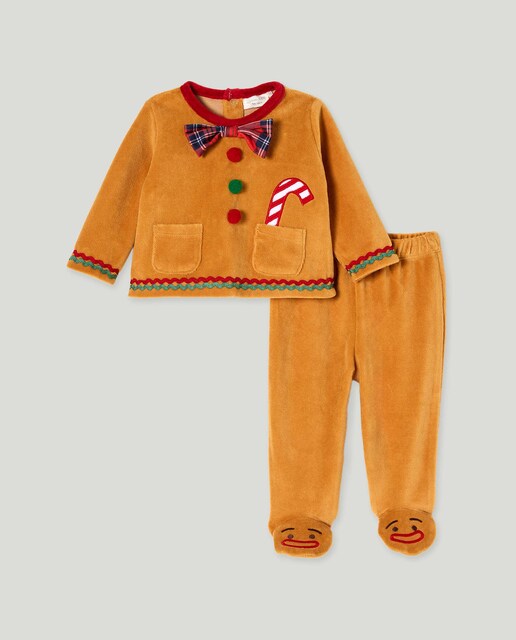 Imagen 0 de Pijama largo velour con estampado fantasía de bebé niño