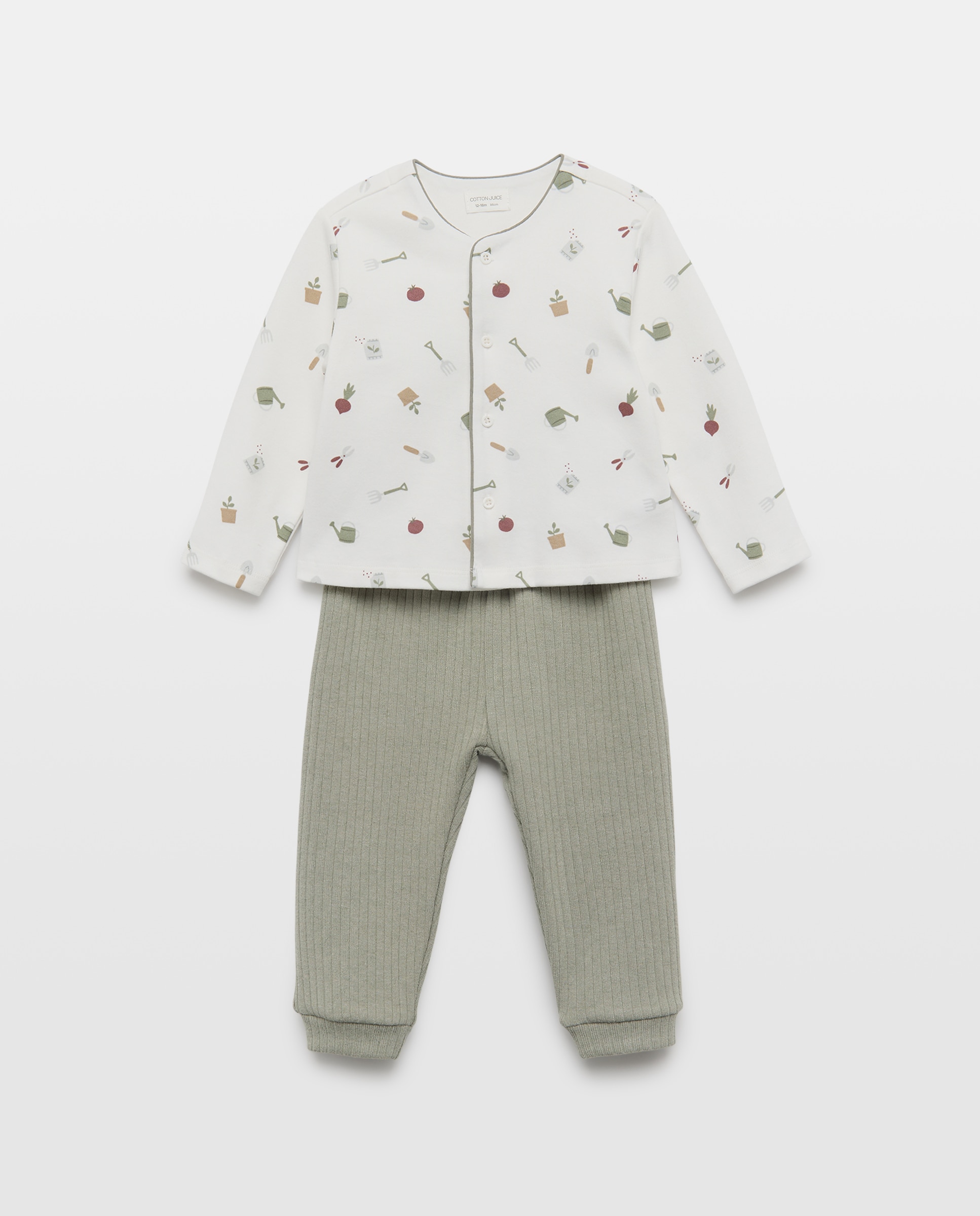 Imagen 0 de Pijama de punto largp con estampado de bebé Blanco