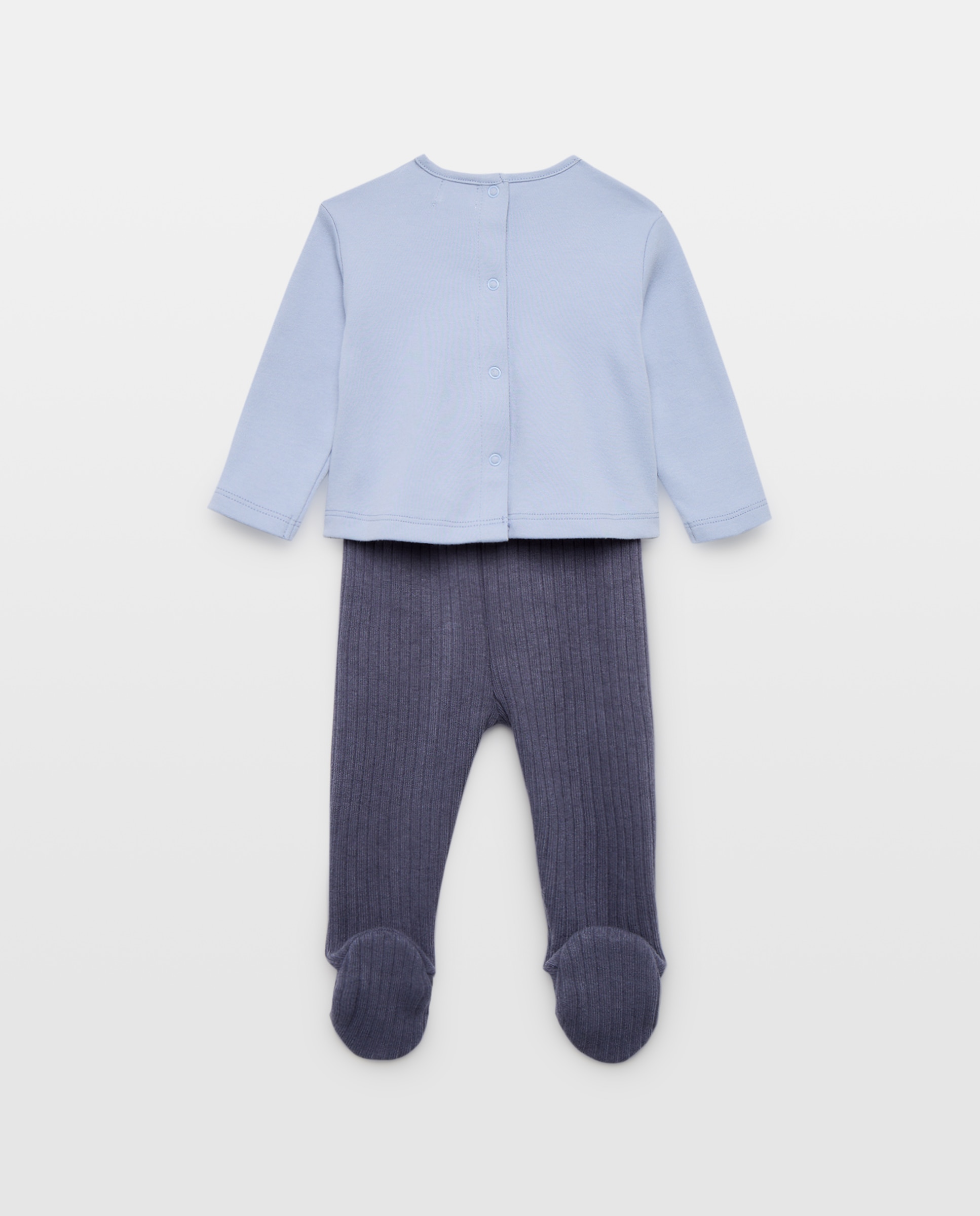 Pijama de Malha de Bebé com Dinossauros Cotton Juice Azul-2