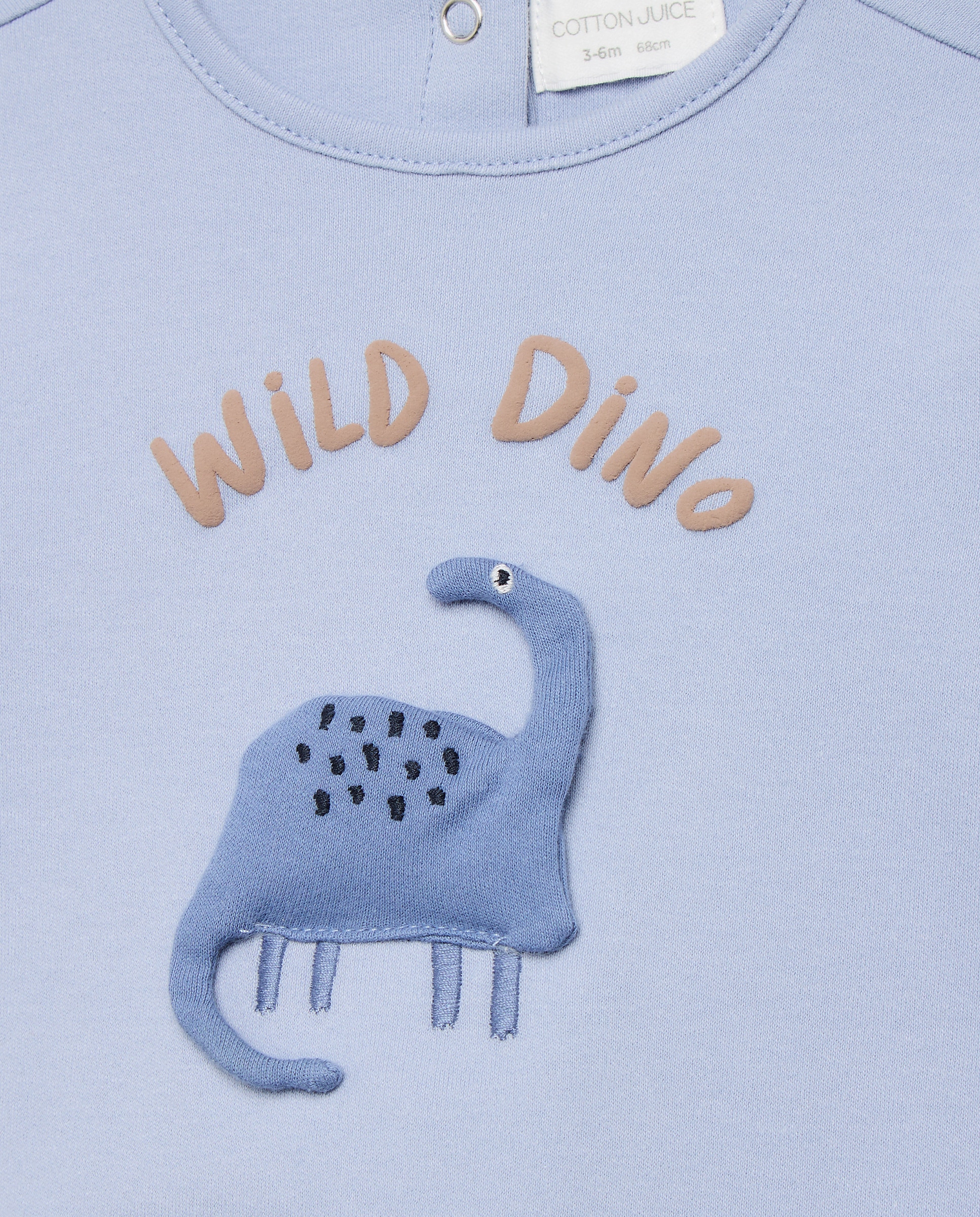 Pijama de Malha de Bebé com Dinossauros Cotton Juice Azul-4