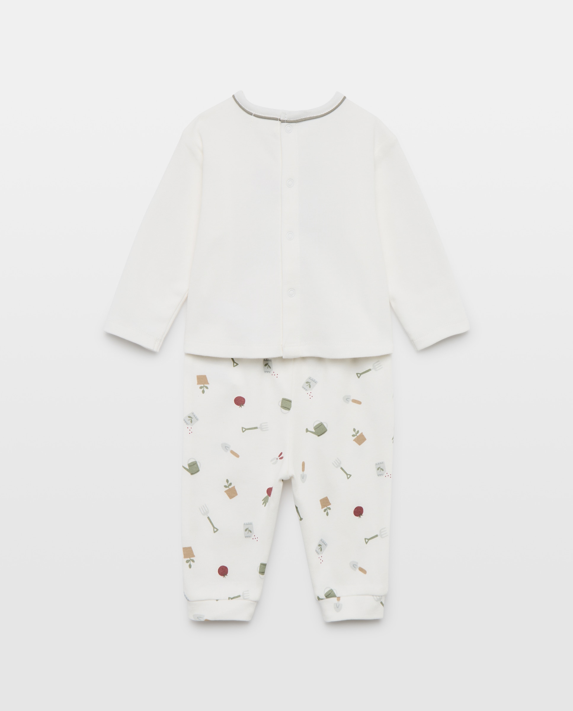 Pijama de Malha Comprido de Bebé Cotton Juice Branco-2