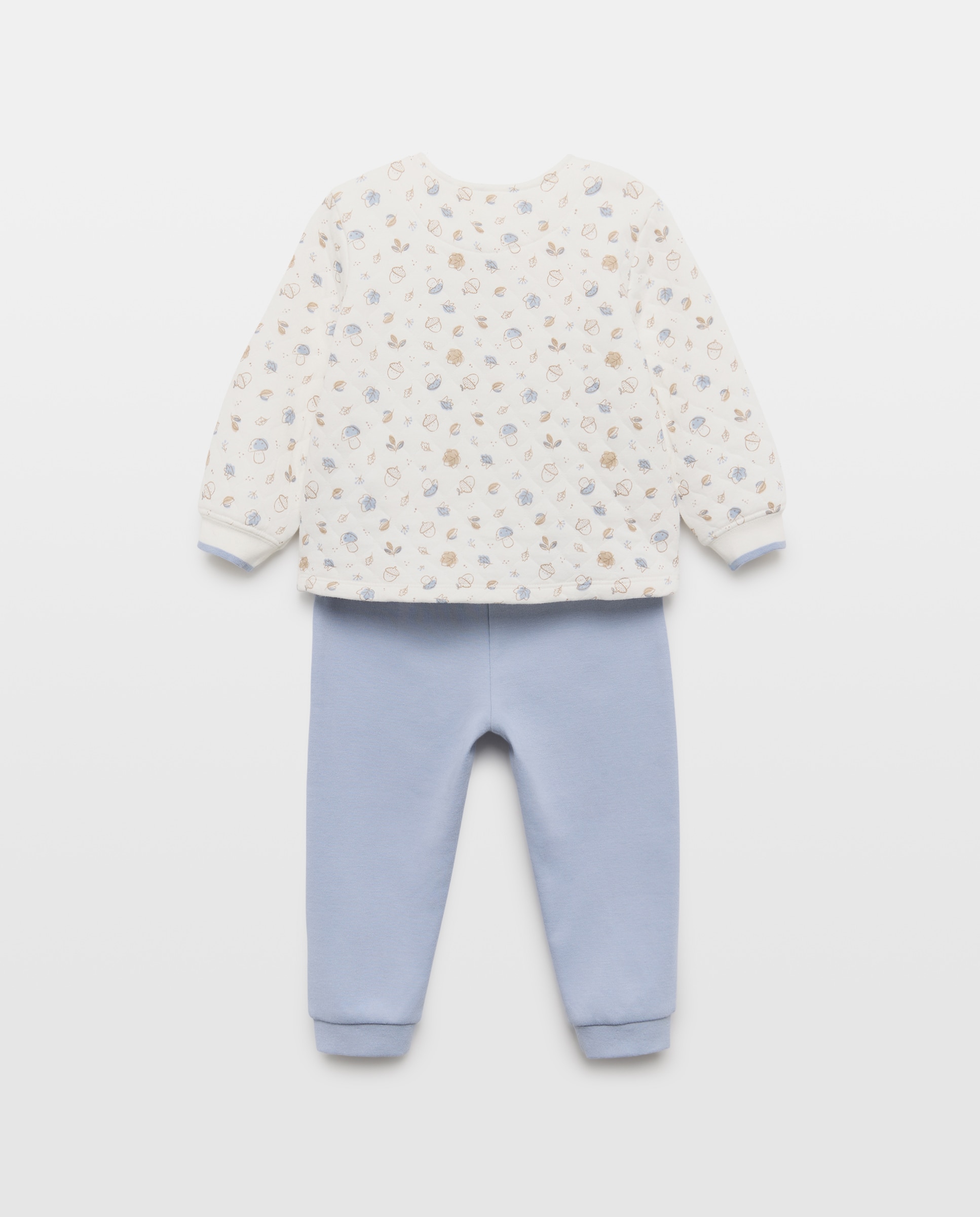Pijama de Bebé com Estampado de Fantasia e Calças Lisas Cotton Juice Azul-marinho-2