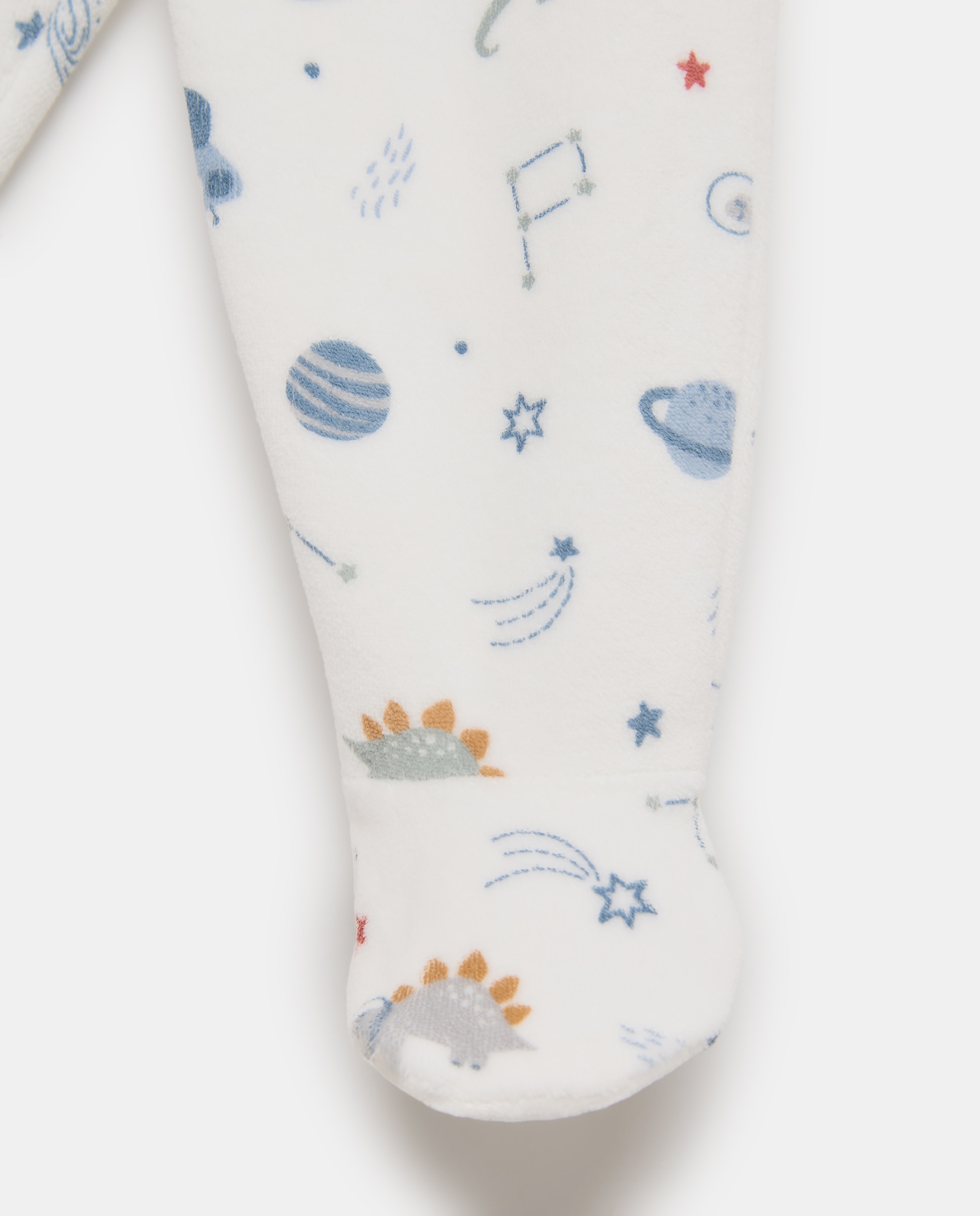 Pijama de Velour de Bebé com Estampado de Fantasia Azul-4